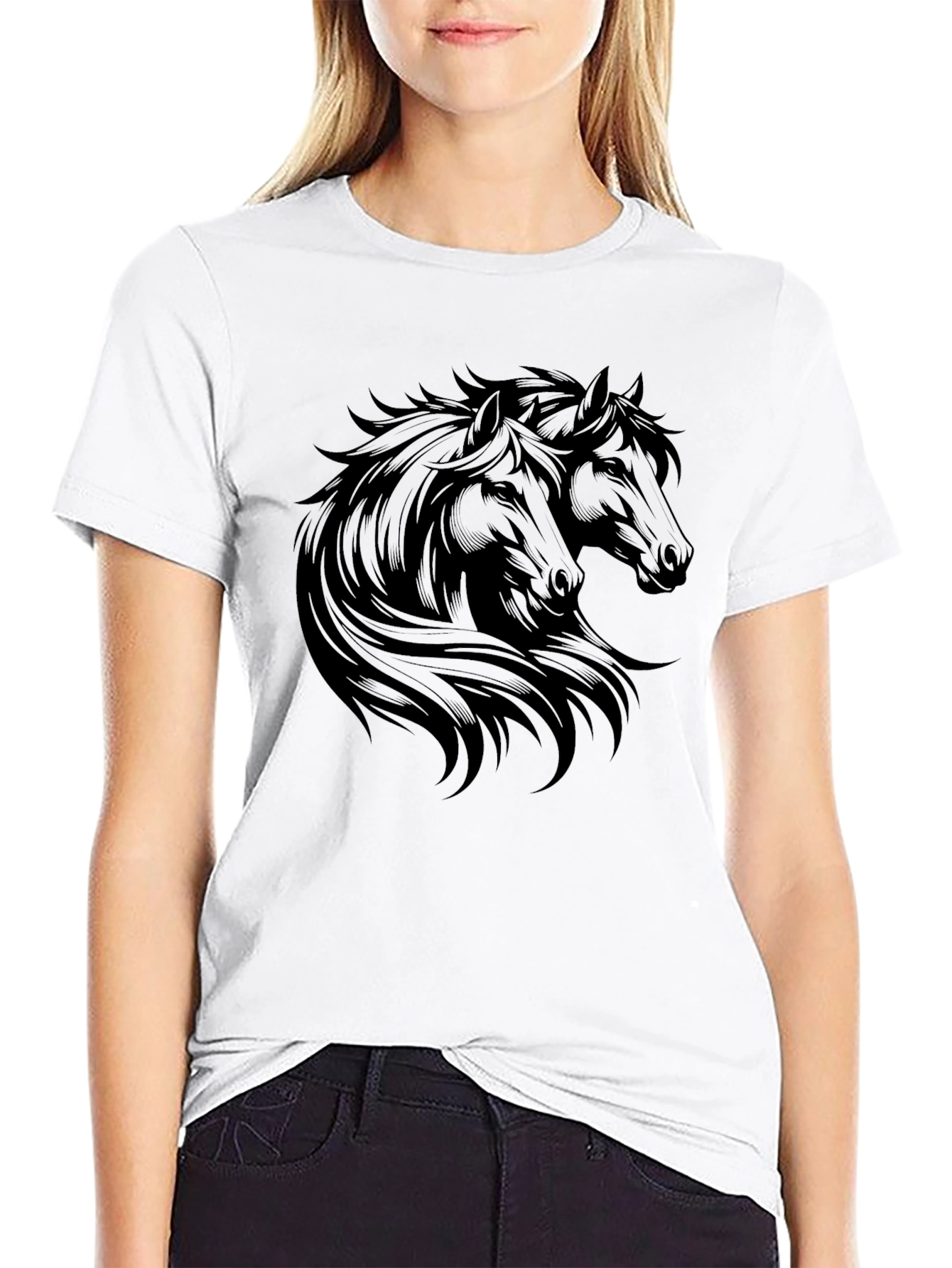 Black Horse Graphic Tee - Mens Casual T-Shirt