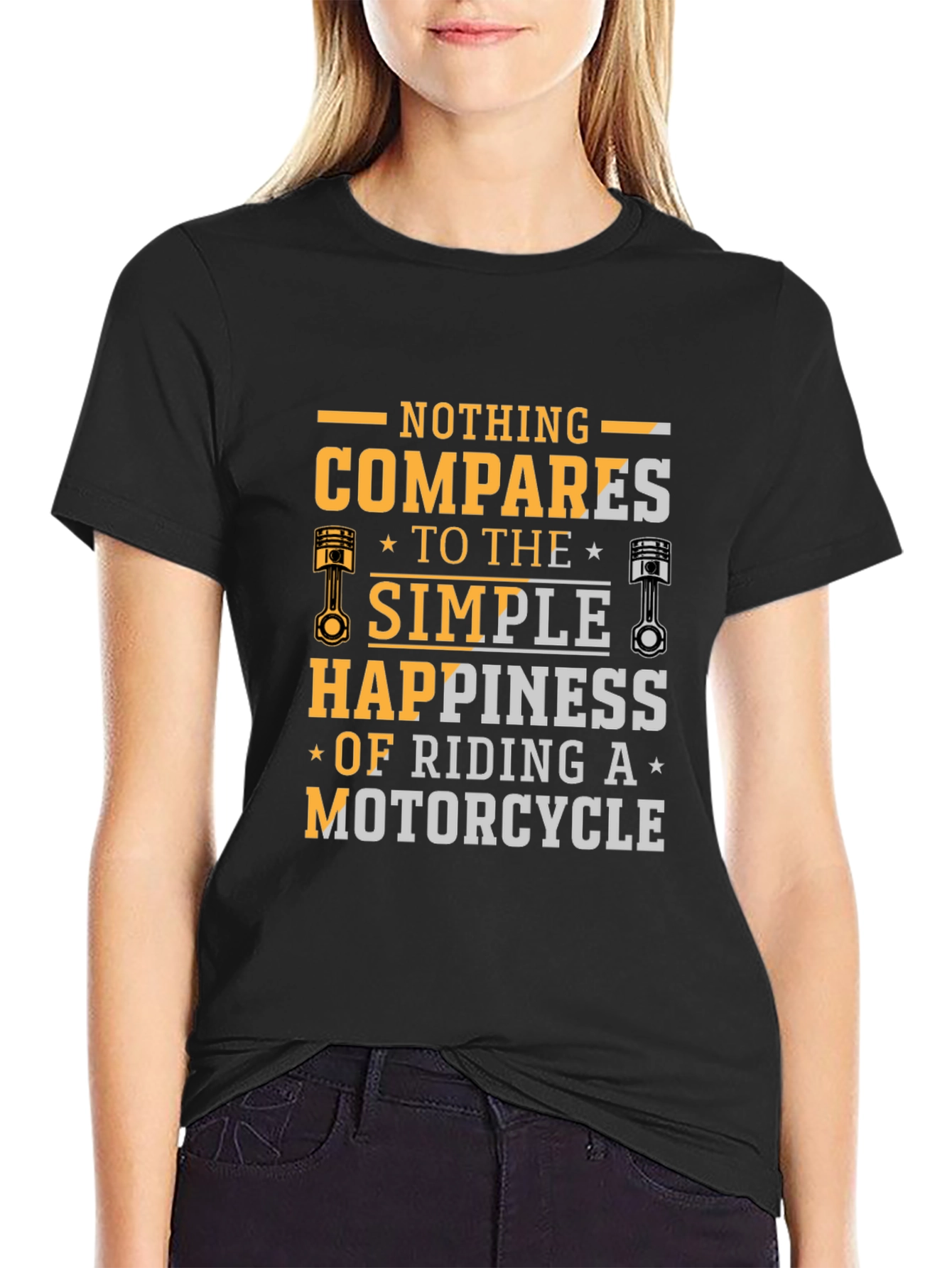 Motorcycle Riding Happiness Black T-Shirt
