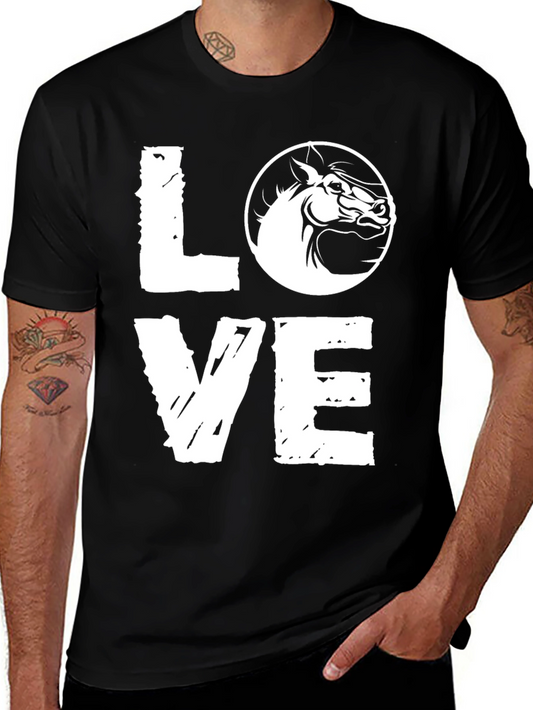Love Horse Graphic Tee - Unisex Black Cotton T-Shirt