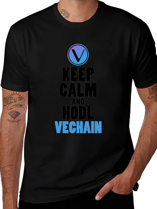 Keep Calm and HODL VeChain Black T-Shirt