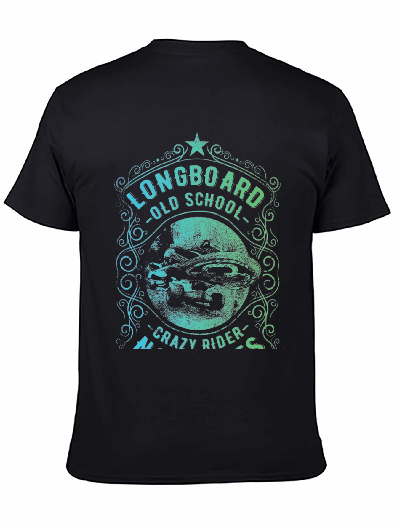 Longboard Old School Crazy Rider Graphic T-Shirt