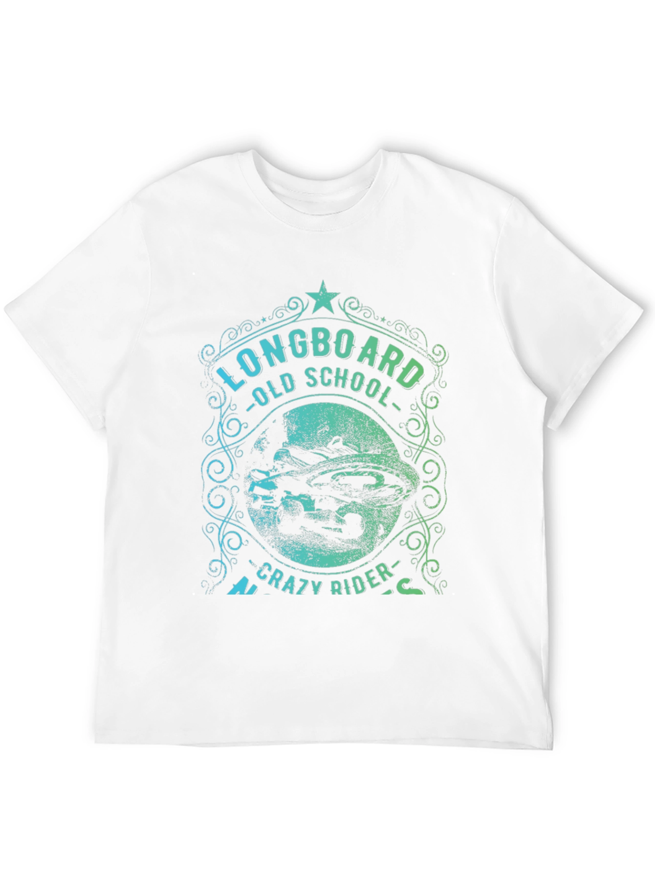 Longboard Old School Crazy Rider Graphic T-Shirt