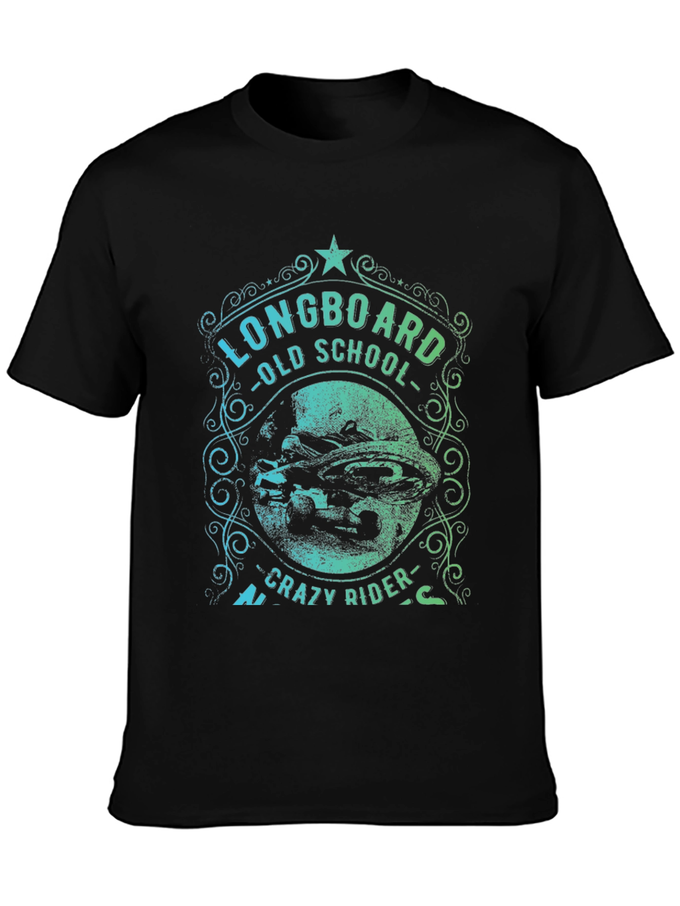 Longboard Old School Crazy Rider Graphic T-Shirt