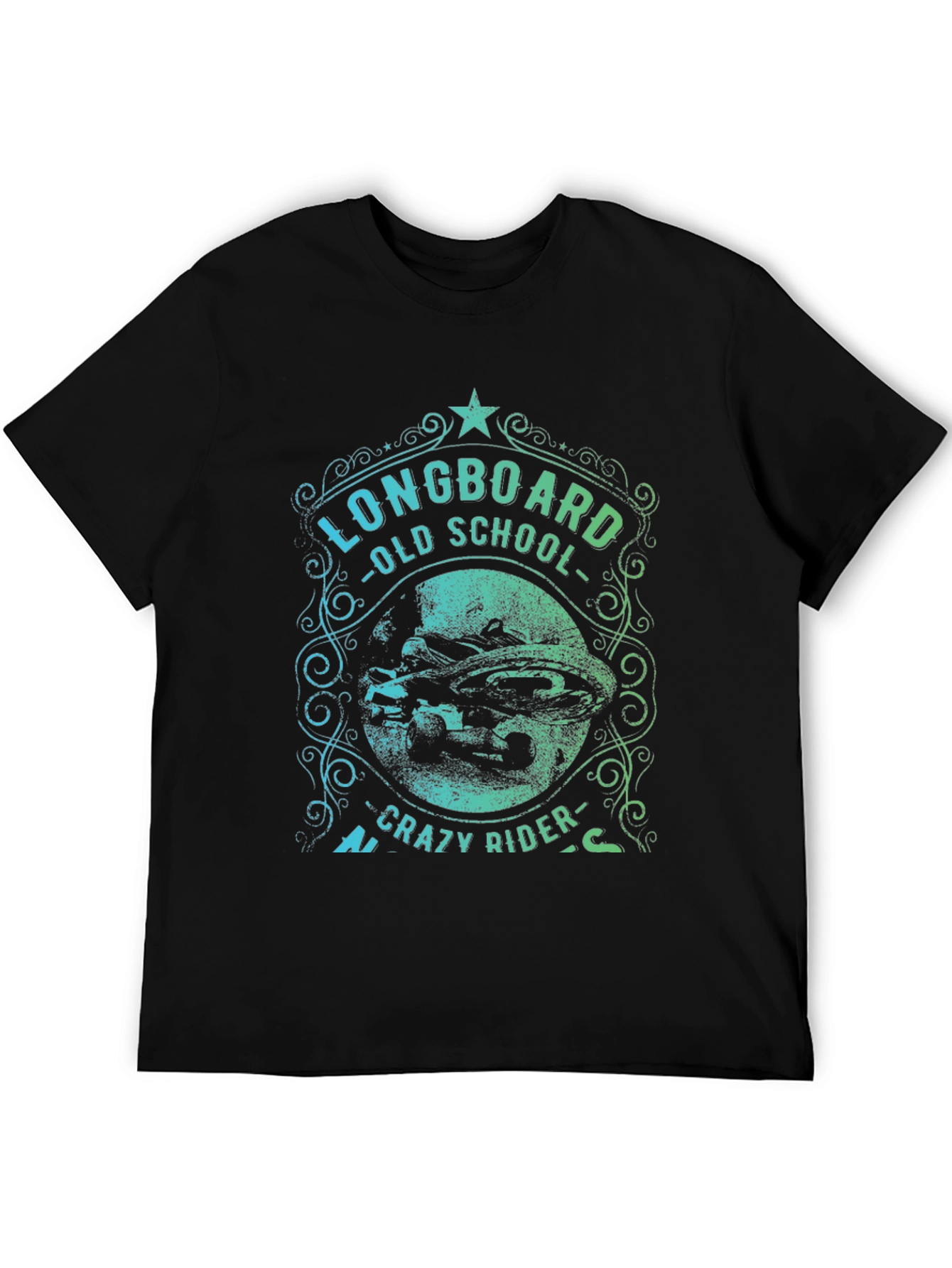 Longboard Old School Crazy Rider Graphic T-Shirt
