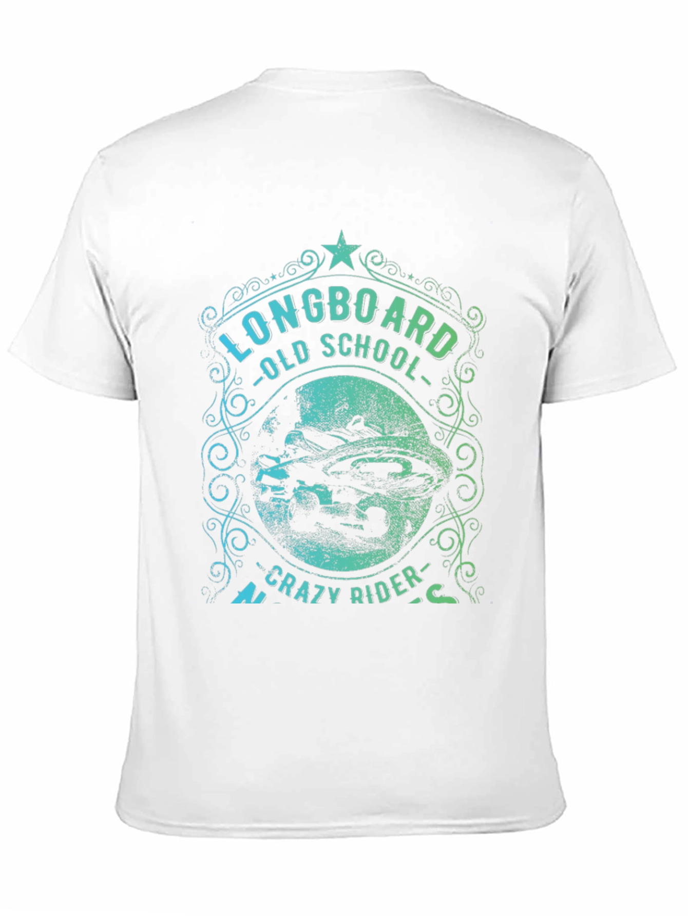 Longboard Old School Crazy Rider Graphic T-Shirt