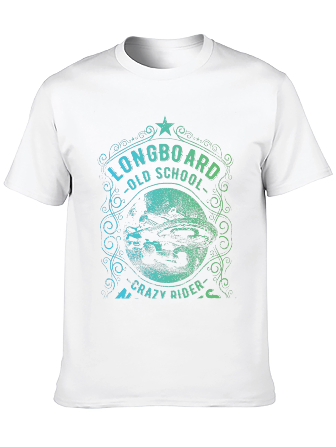 Longboard Old School Crazy Rider Graphic T-Shirt