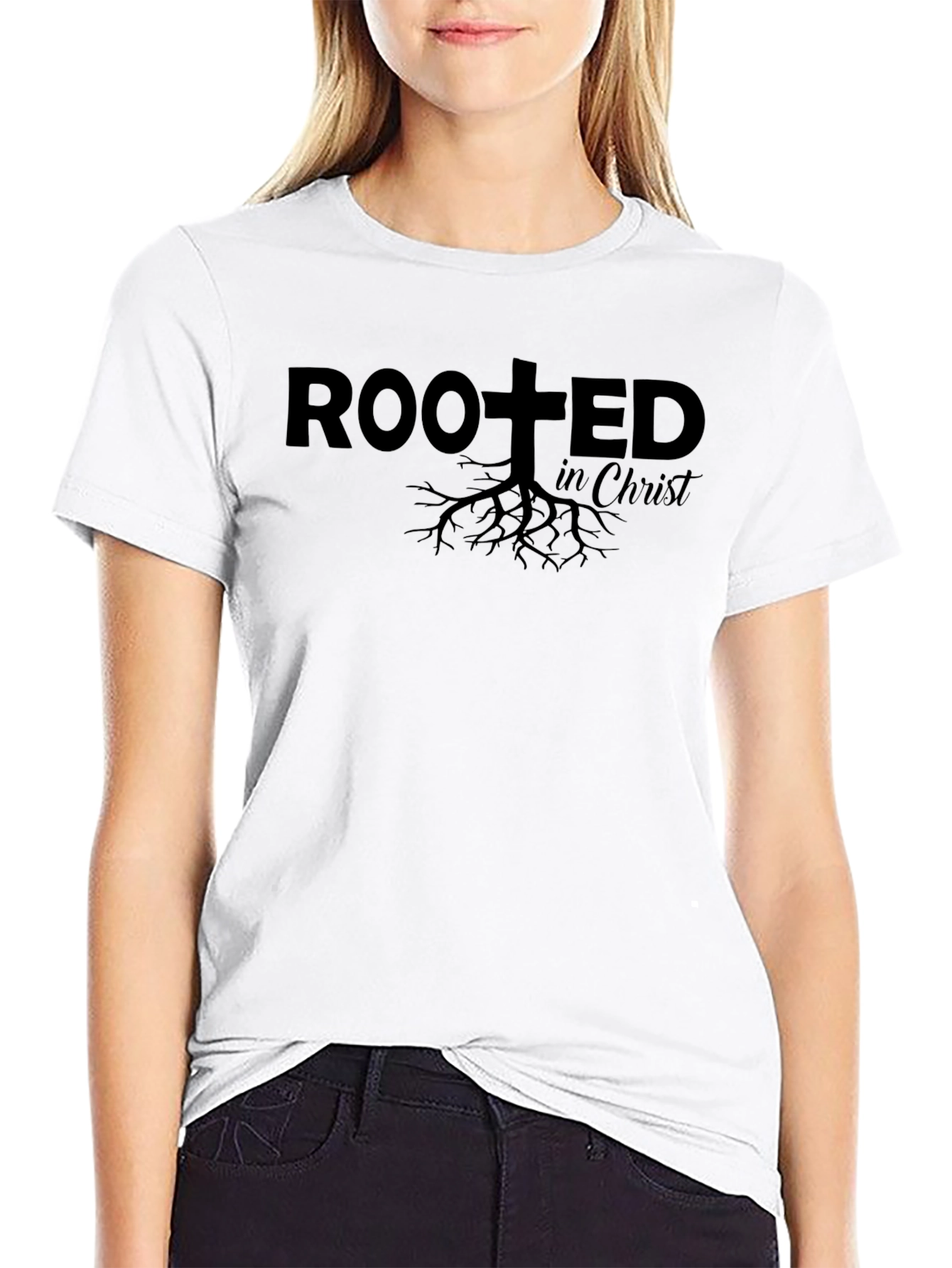 Rooted in Christ Graphic Tee - Unisex Black T-Shirt