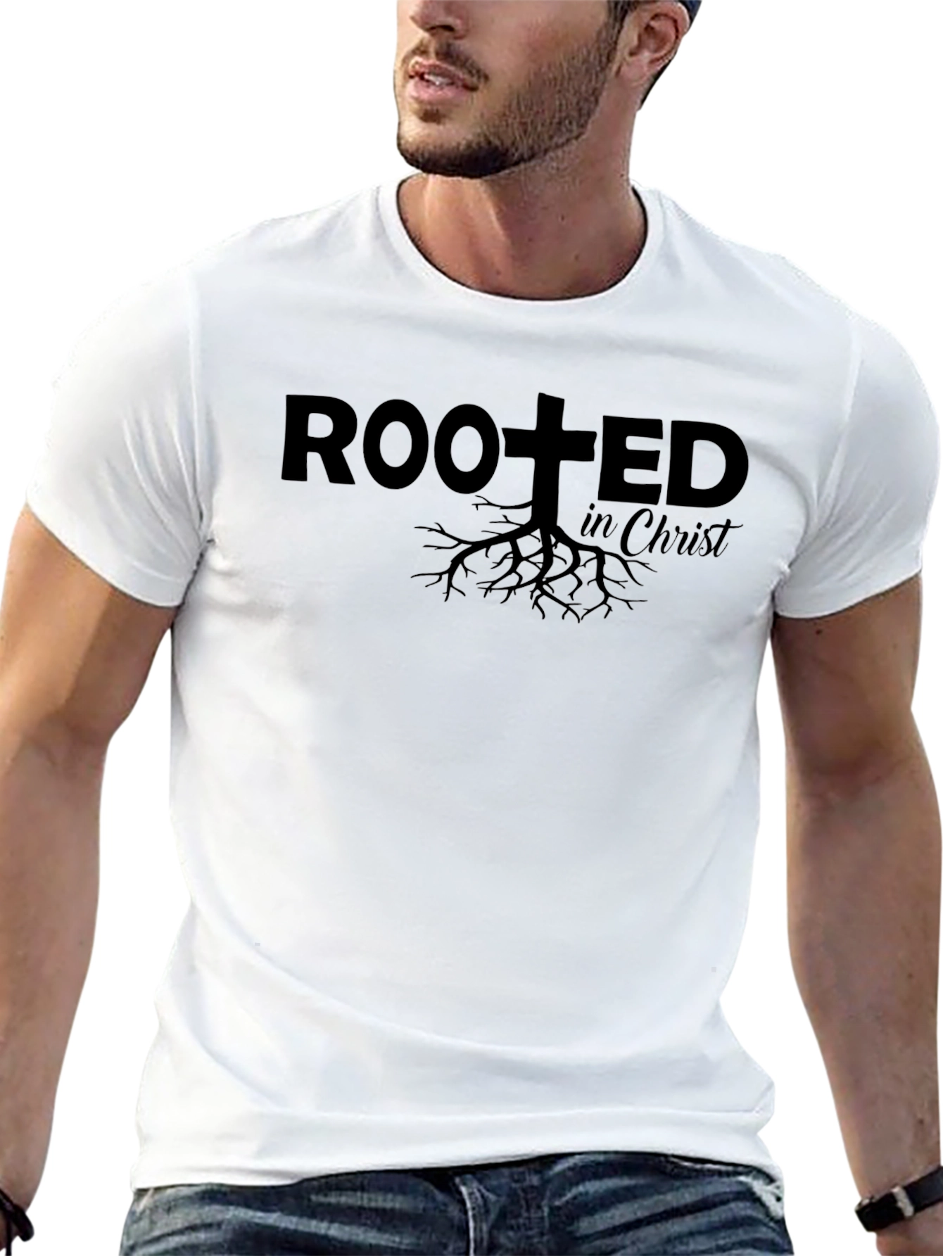 Rooted in Christ Graphic Tee - Unisex Black T-Shirt