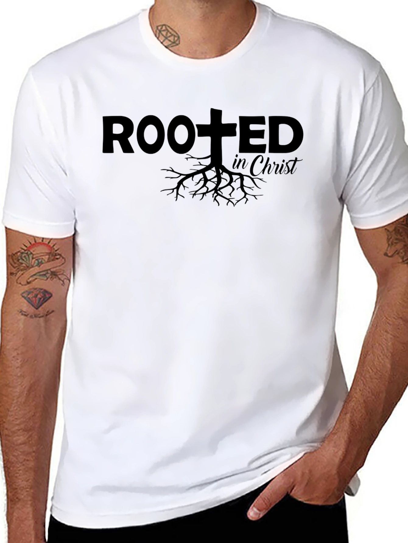 Rooted in Christ Graphic Tee - Unisex Black T-Shirt