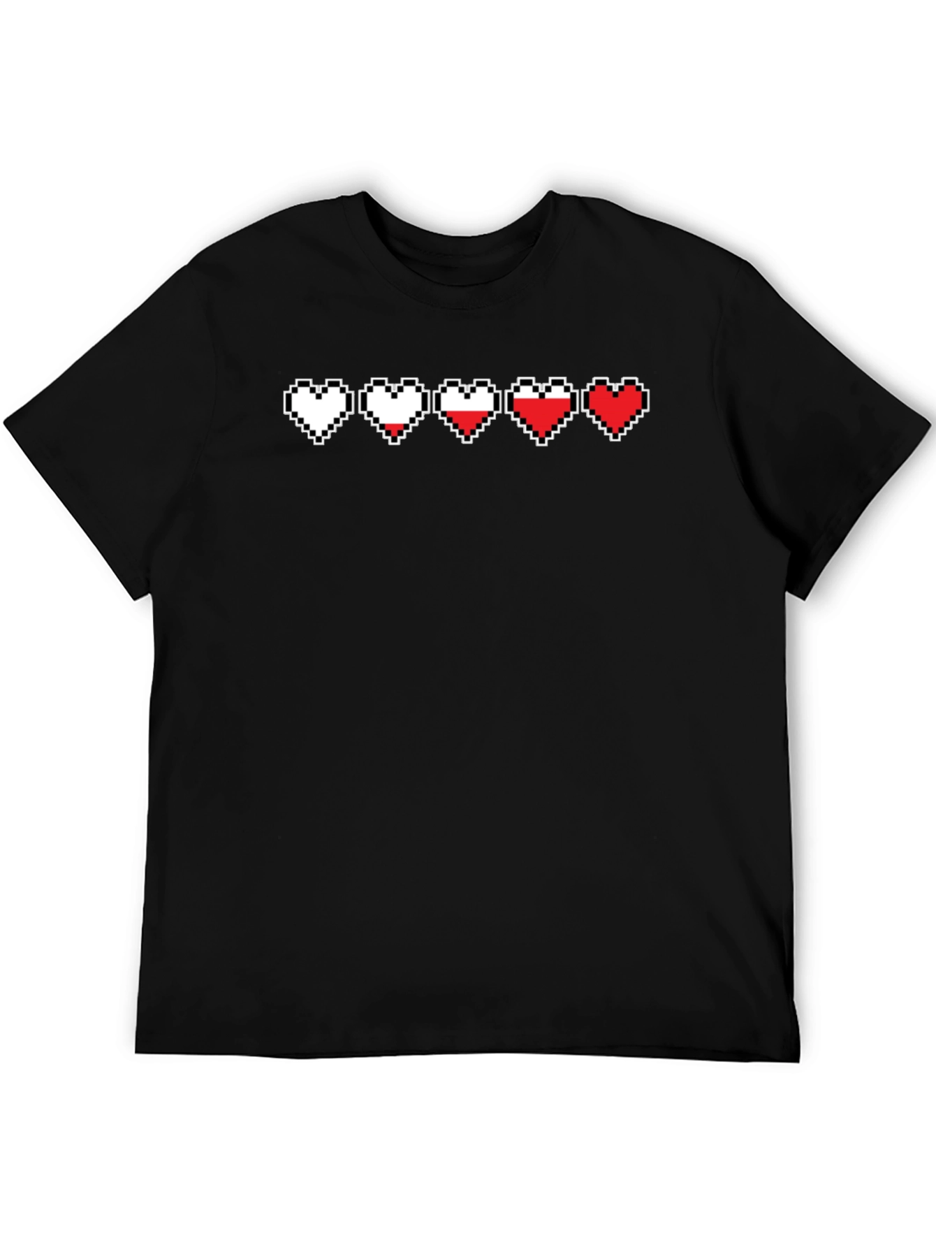 Gamer Life Hearts Graphic Tee - Black Cotton T-Shirt