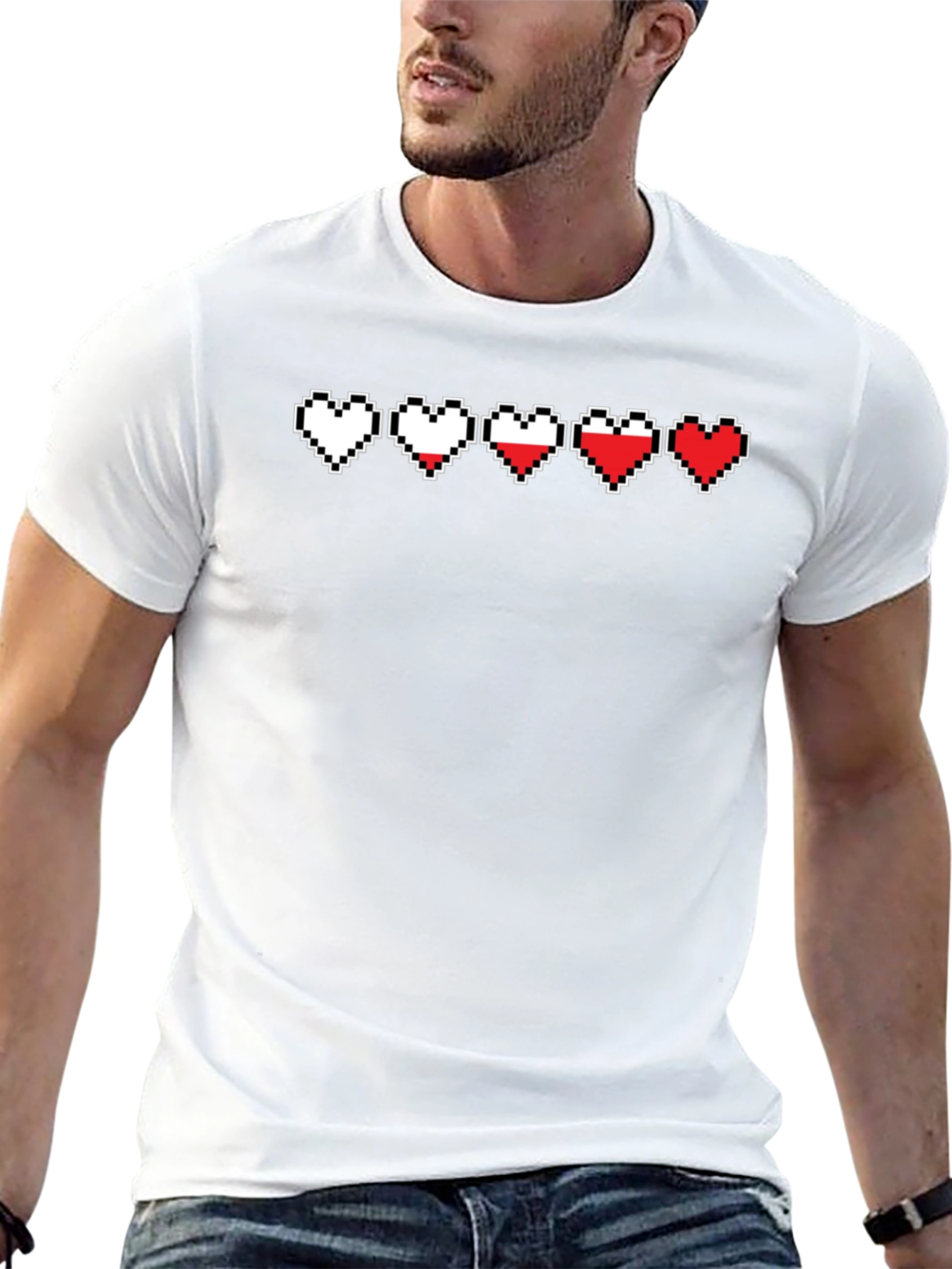 Gamer Life Hearts Graphic Tee - Black Cotton T-Shirt