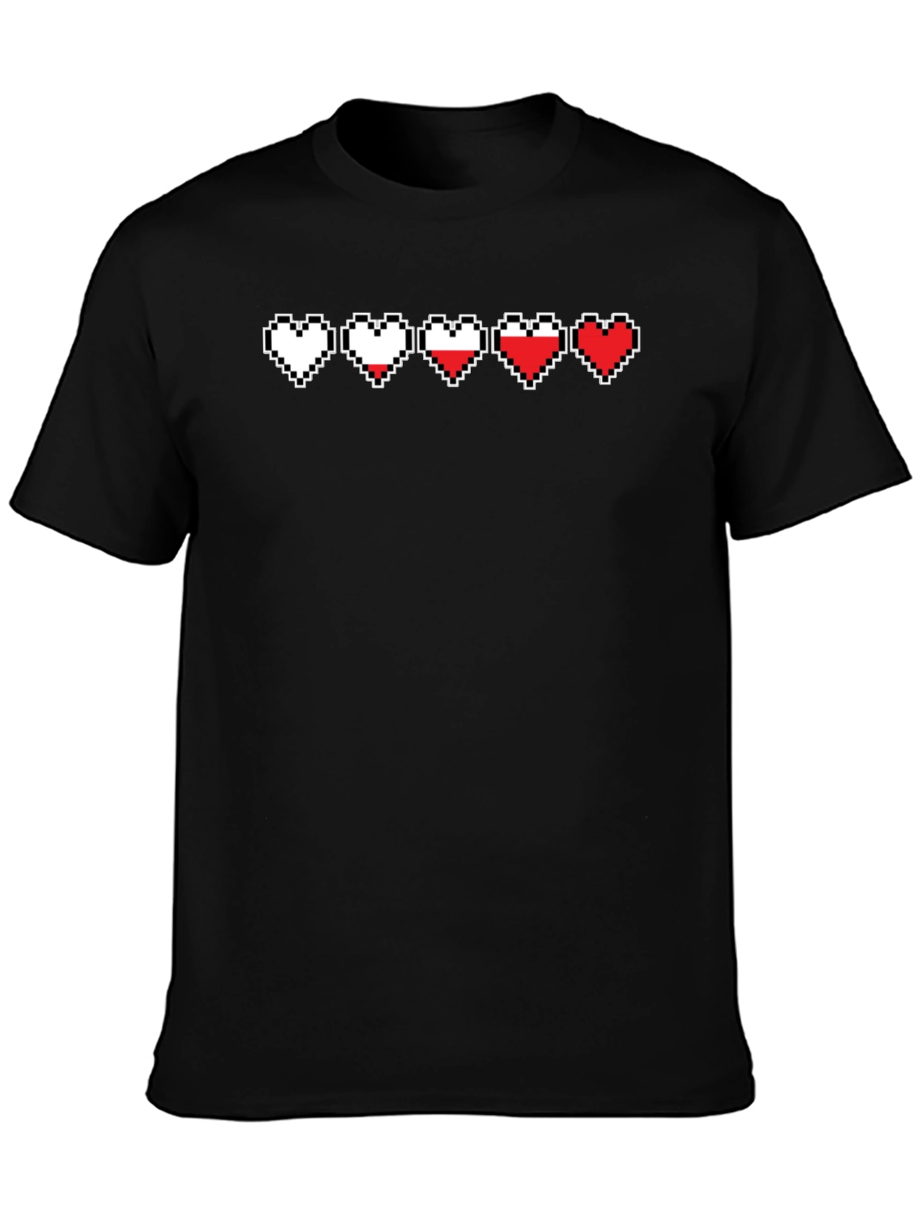 Gamer Life Hearts Graphic Tee - Black Cotton T-Shirt