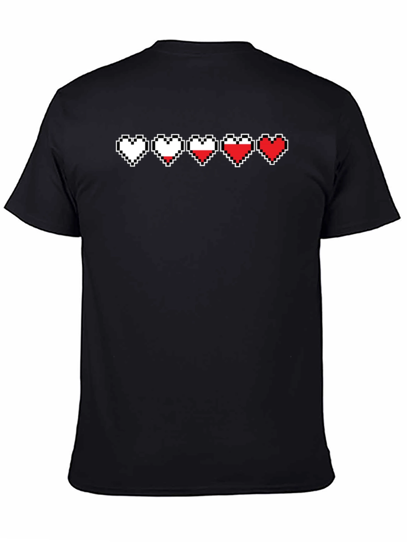 Gamer Life Hearts Graphic Tee - Black Cotton T-Shirt