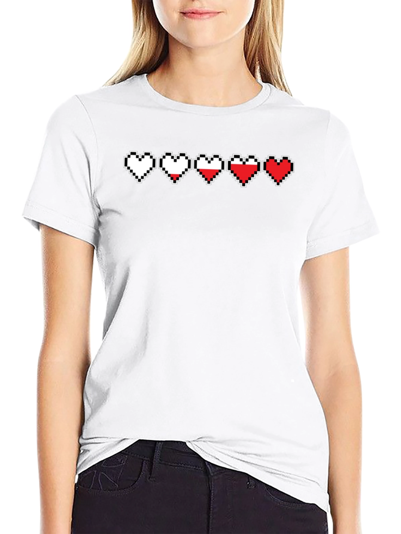 Gamer Life Hearts Graphic Tee - Black Cotton T-Shirt