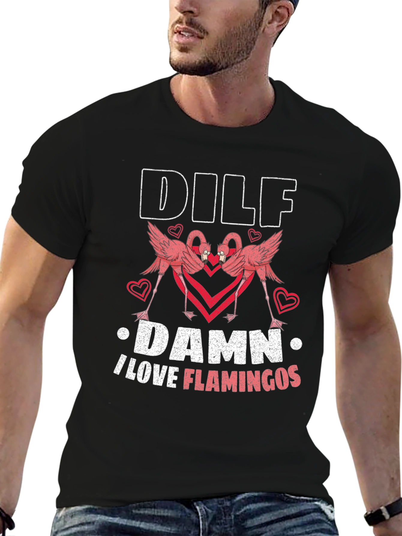 DILF Damn I Love Flamingos Graphic Tee