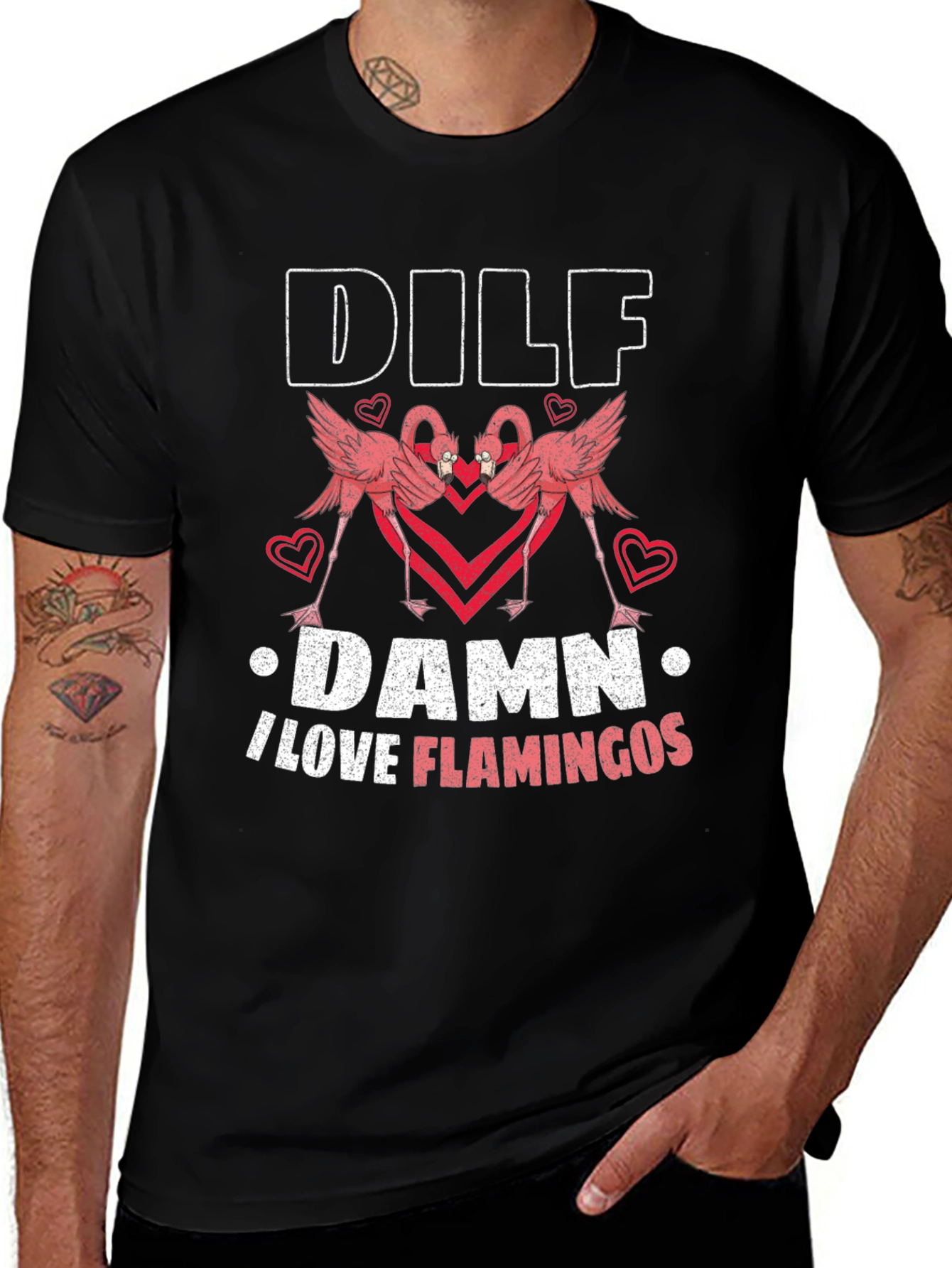 DILF Damn I Love Flamingos Graphic Tee