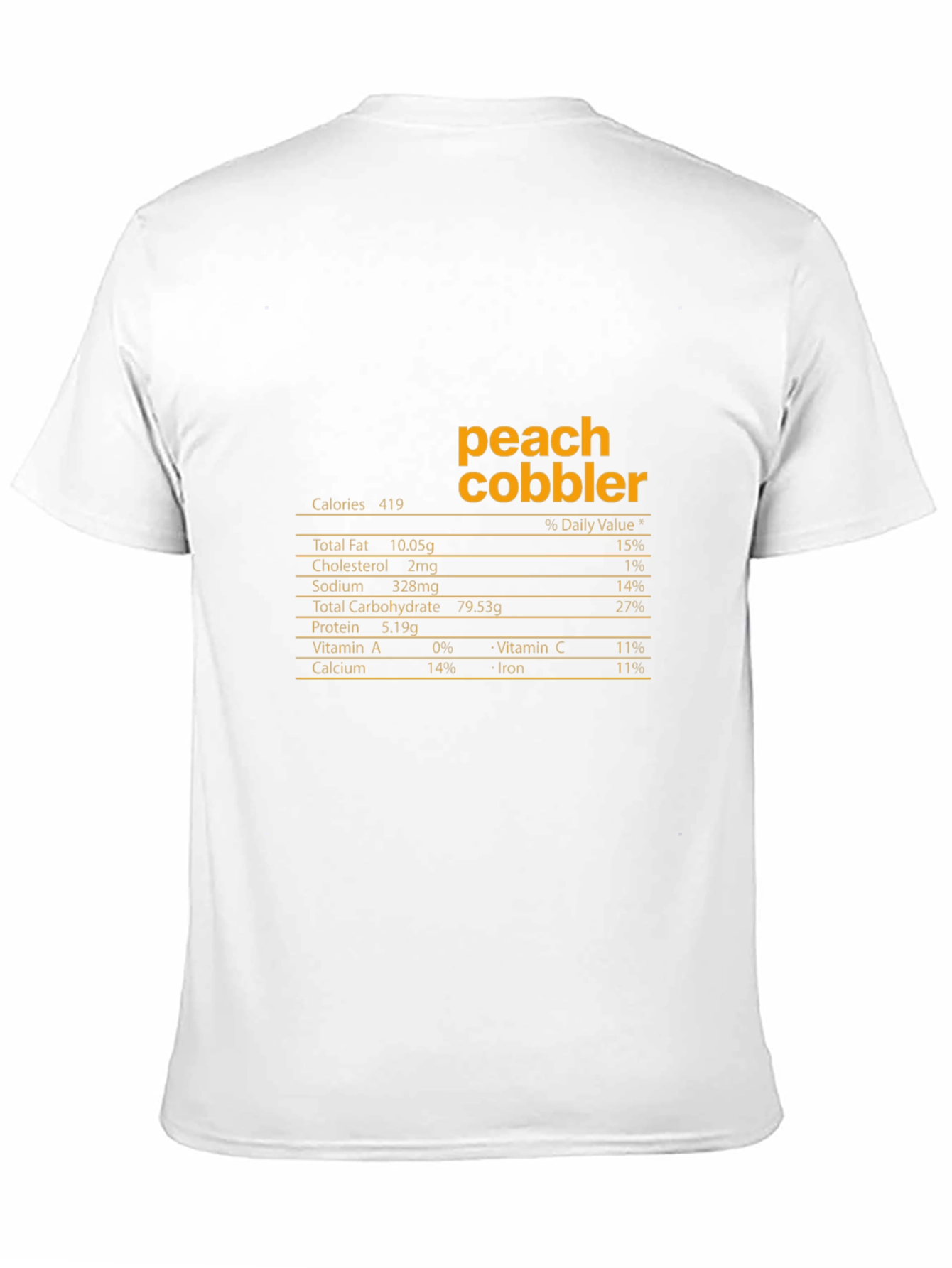 Peach Cobbler Nutrition Facts T-Shirt - Black
