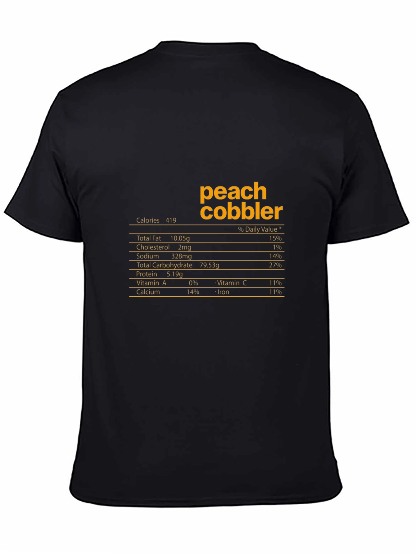 Peach Cobbler Nutrition Facts T-Shirt - Black