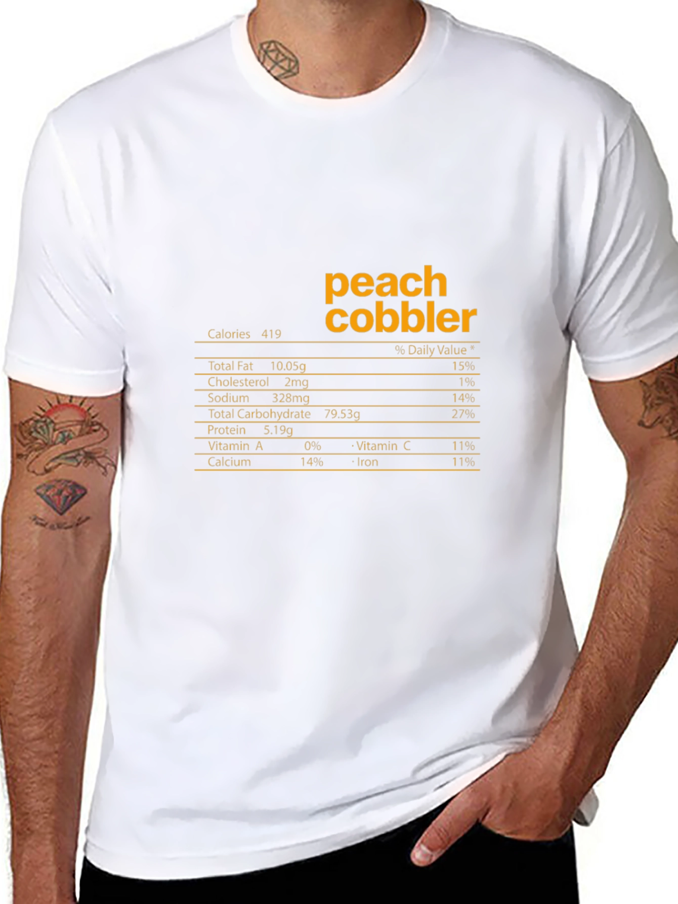 Peach Cobbler Nutrition Facts T-Shirt - Black