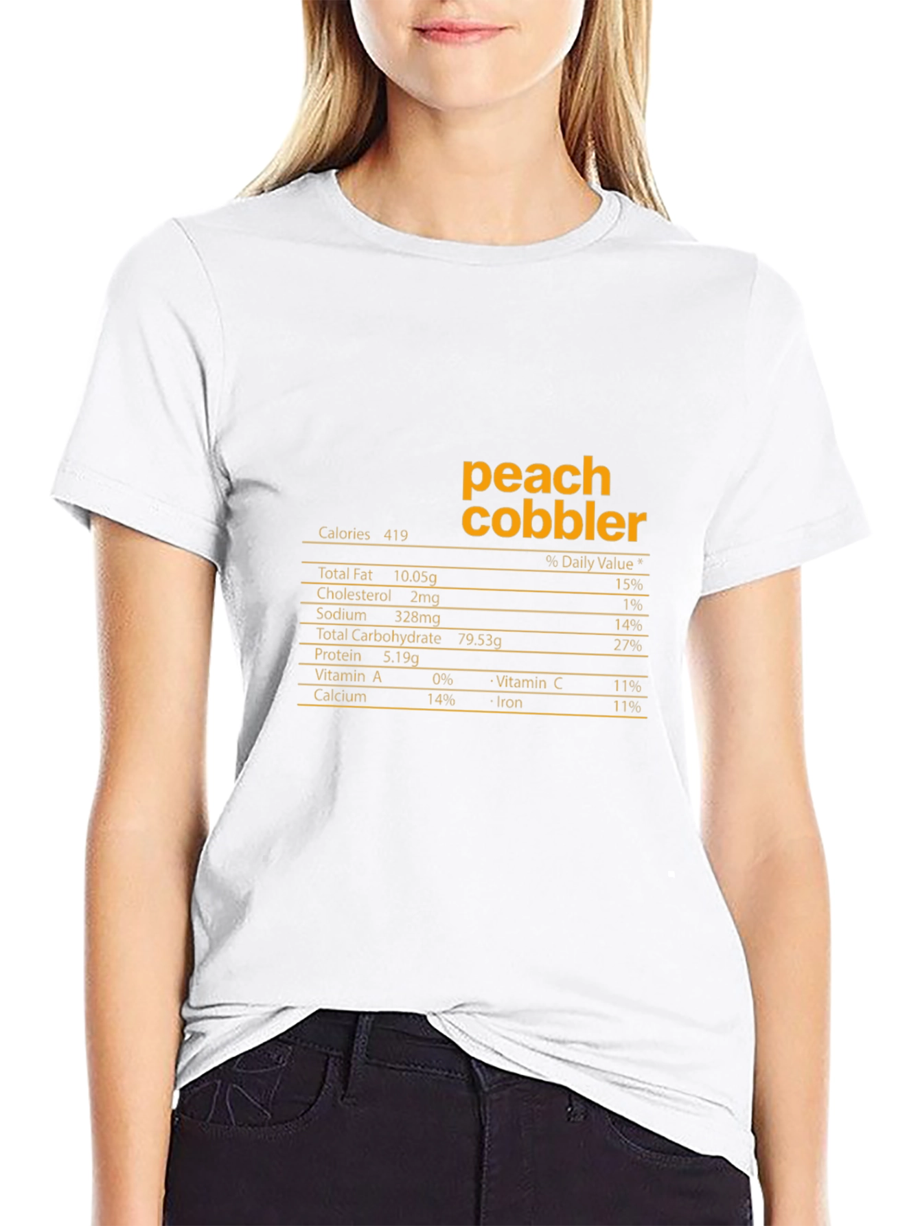 Peach Cobbler Nutrition Facts T-Shirt - Black