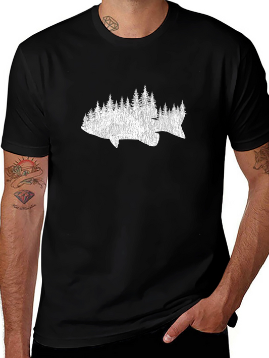 Fish & Trees Graphic Tee - Nature Inspired Print