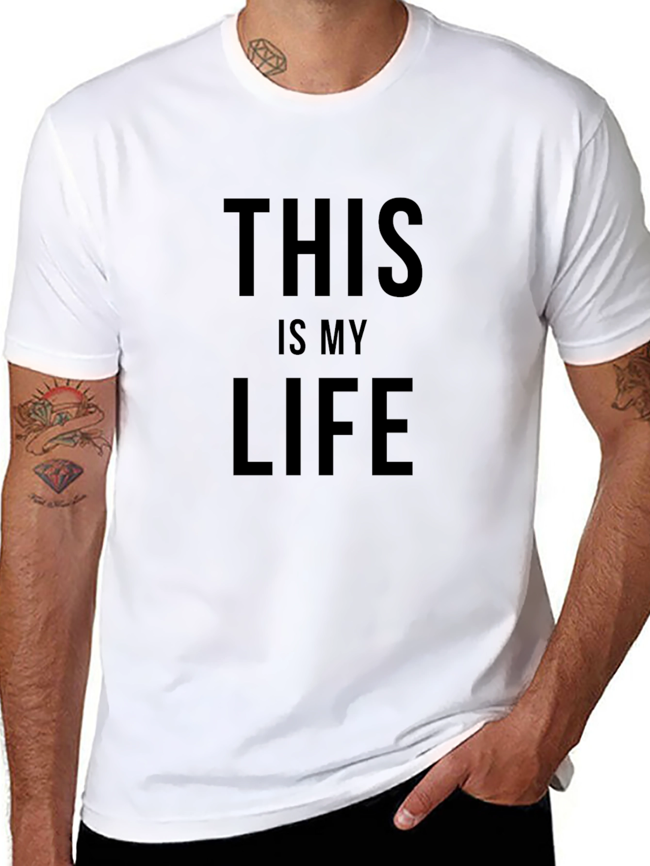 This Is My Life Slogan Graphic Tee - Black