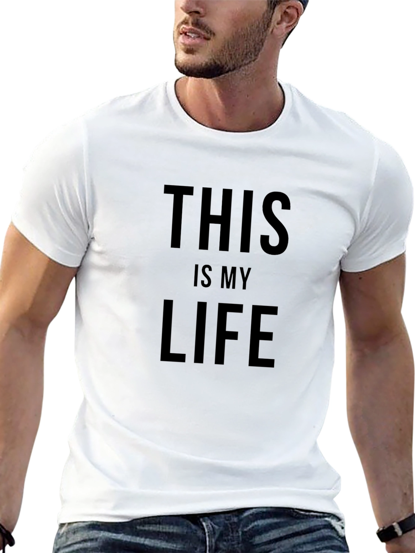 This Is My Life Slogan Graphic Tee - Black