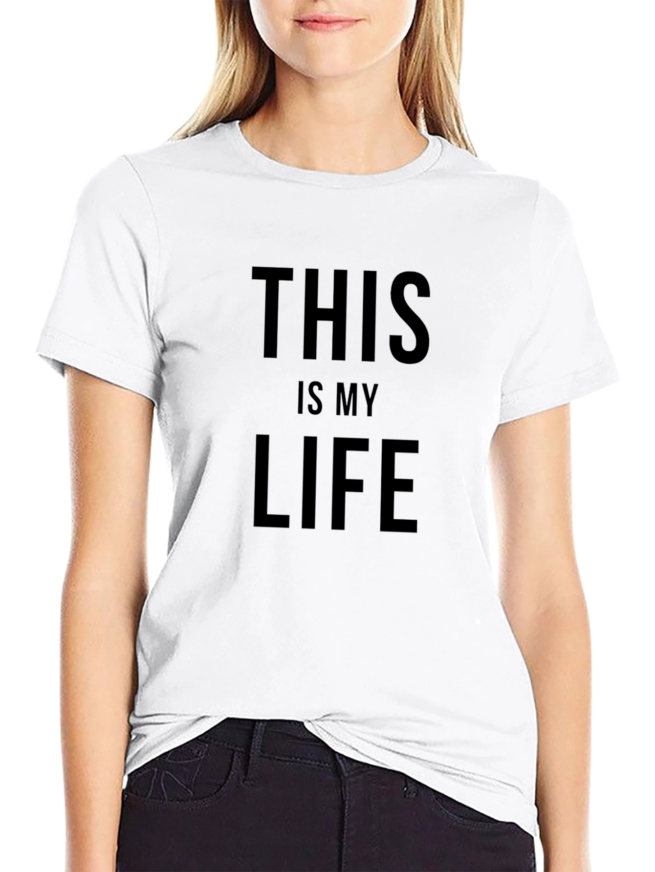 This Is My Life Slogan Graphic Tee - Black