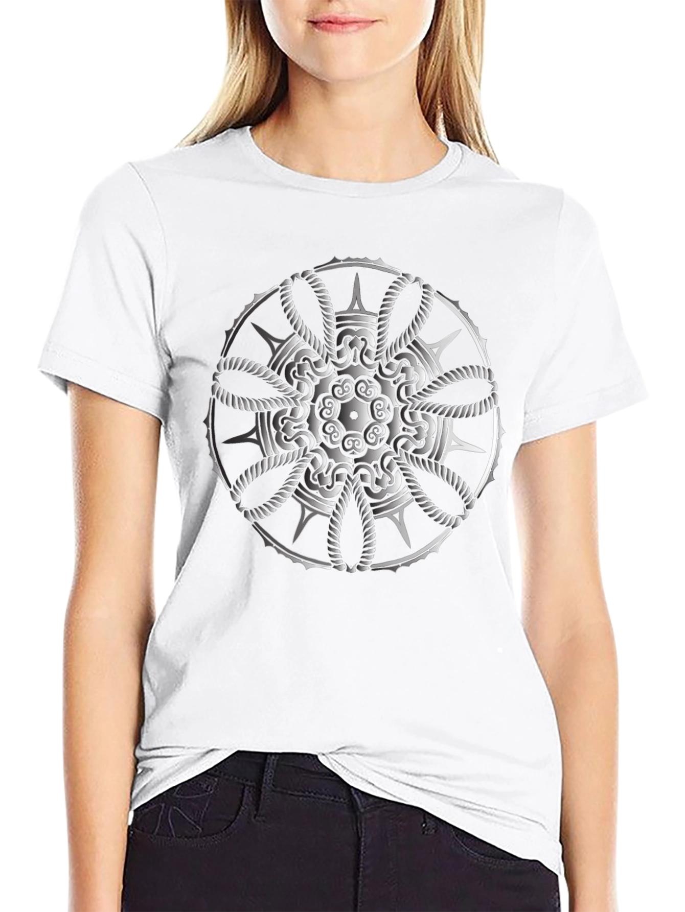 Mandala Graphic Print T-Shirt - Black