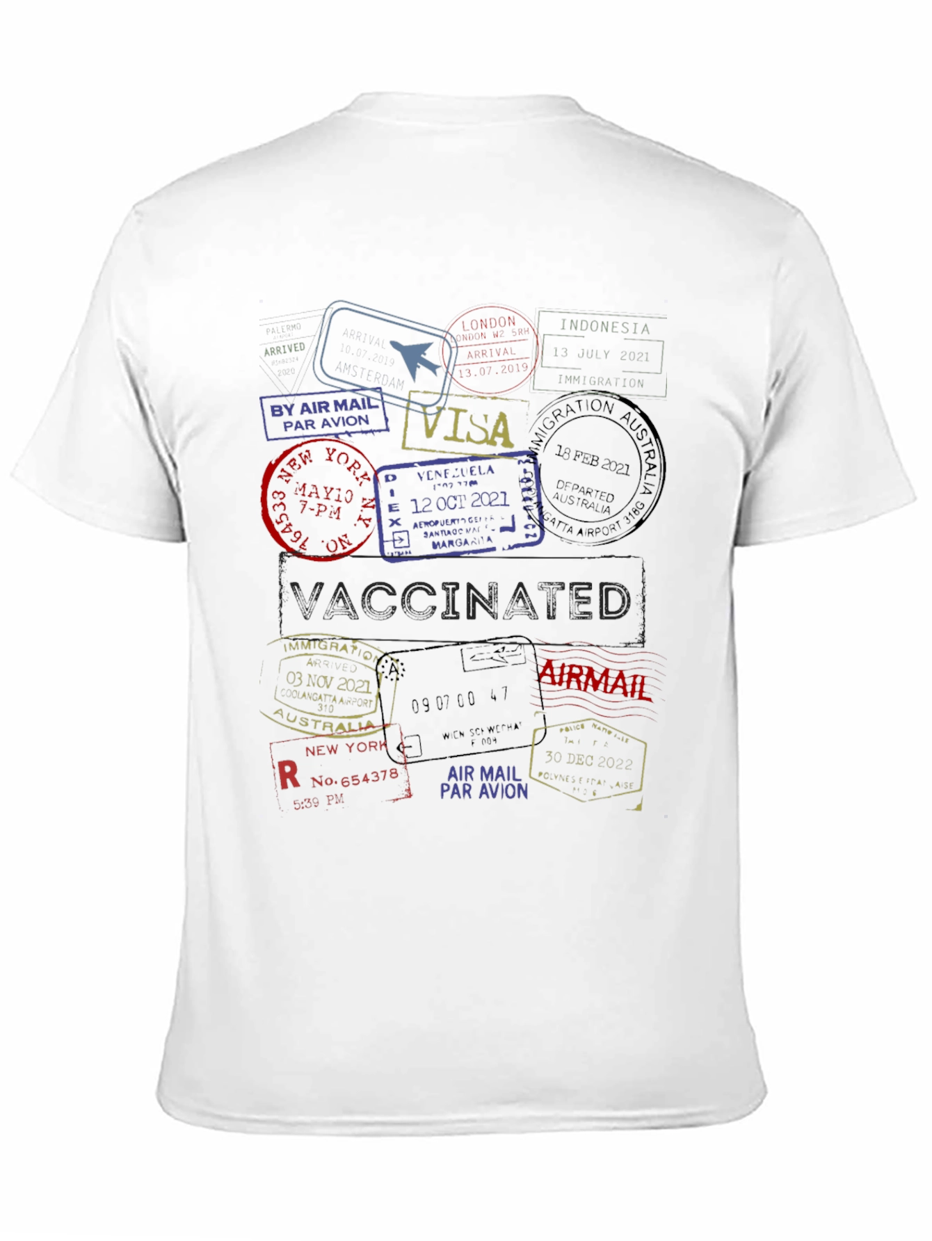 Passport Stamp Travel T-Shirt - Vaccinated