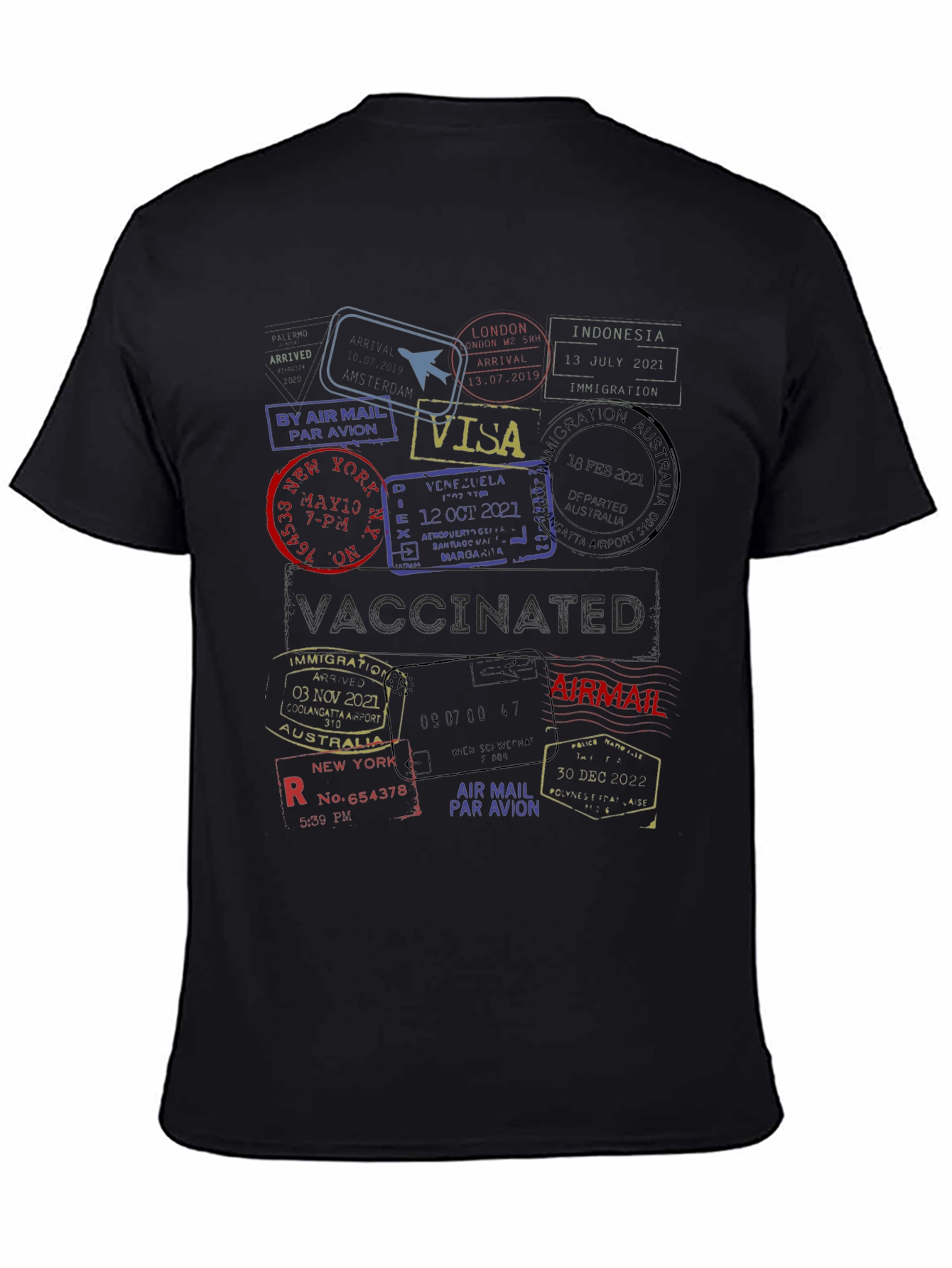 Passport Stamp Travel T-Shirt - Vaccinated