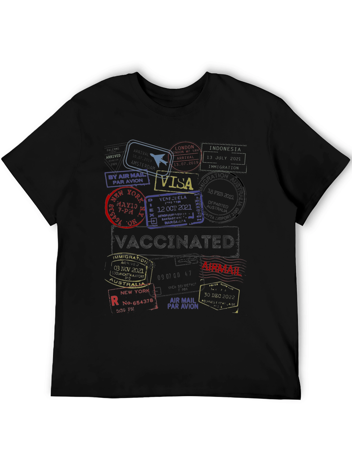 Passport Stamp Travel T-Shirt - Vaccinated