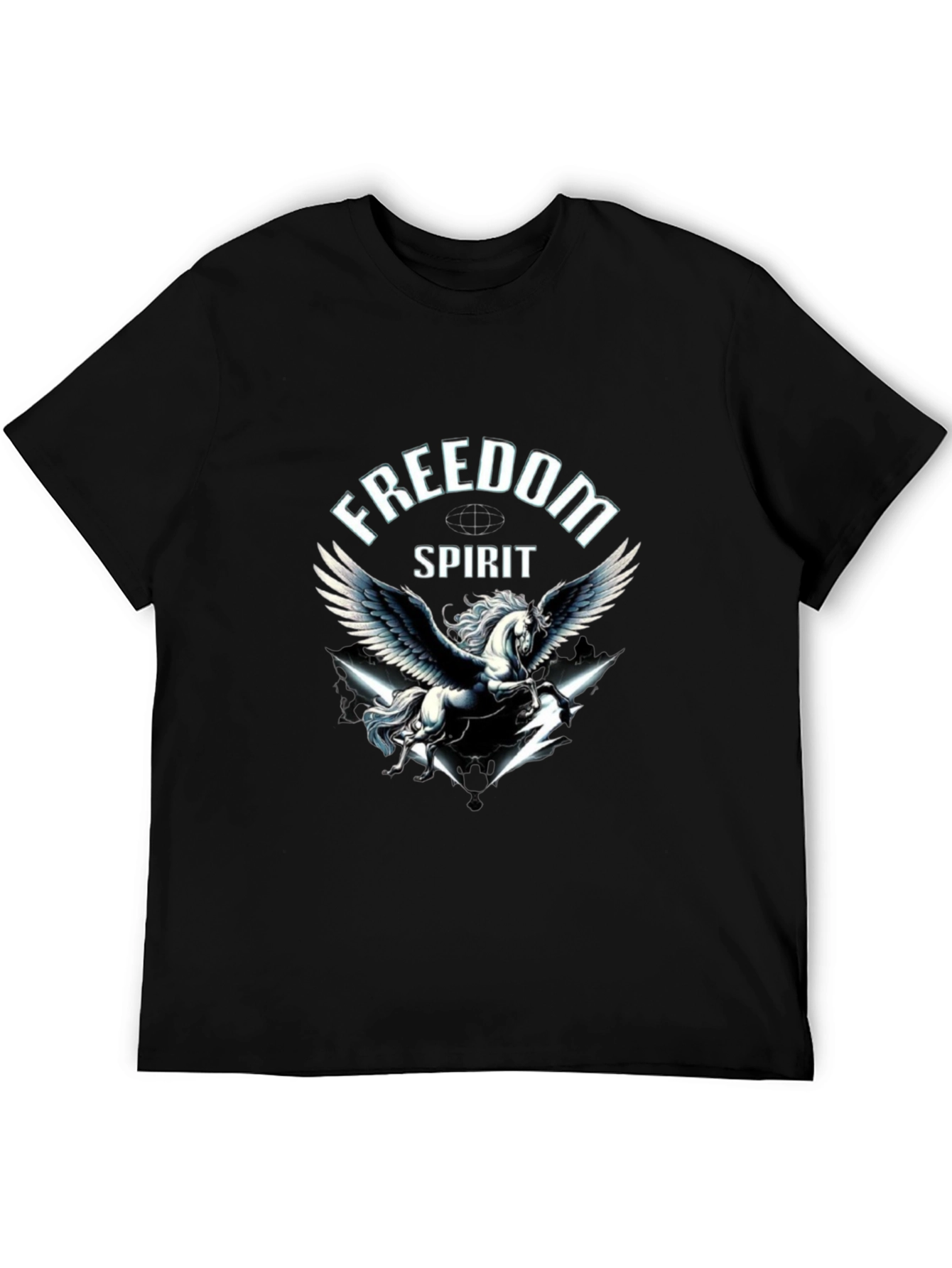 Freedom Spirit Pegasus Graphic Black T-Shirt