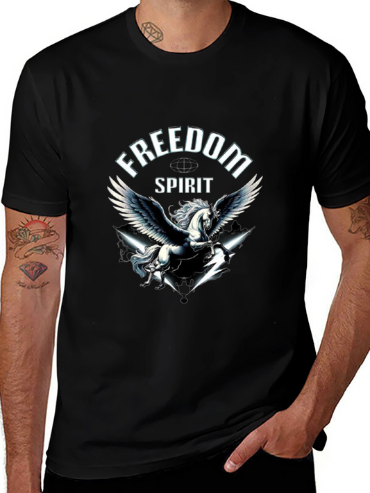 Freedom Spirit Pegasus Graphic Black T-Shirt