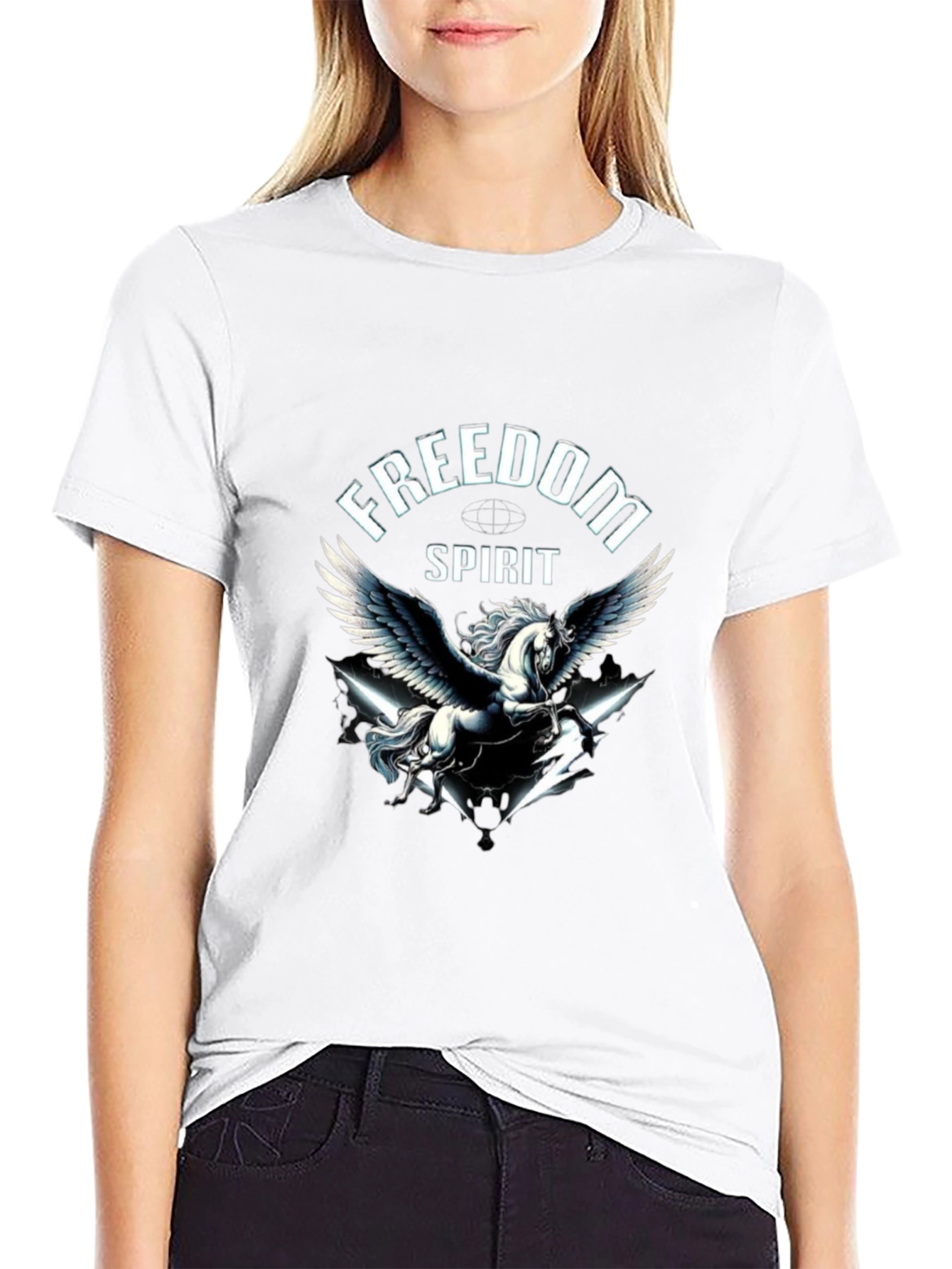 Freedom Spirit Pegasus Graphic Black T-Shirt