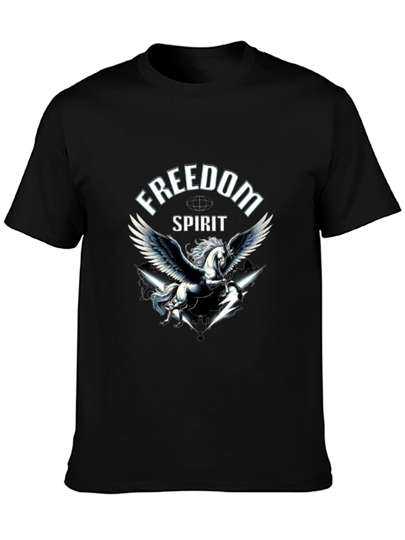 Freedom Spirit Pegasus Graphic Black T-Shirt