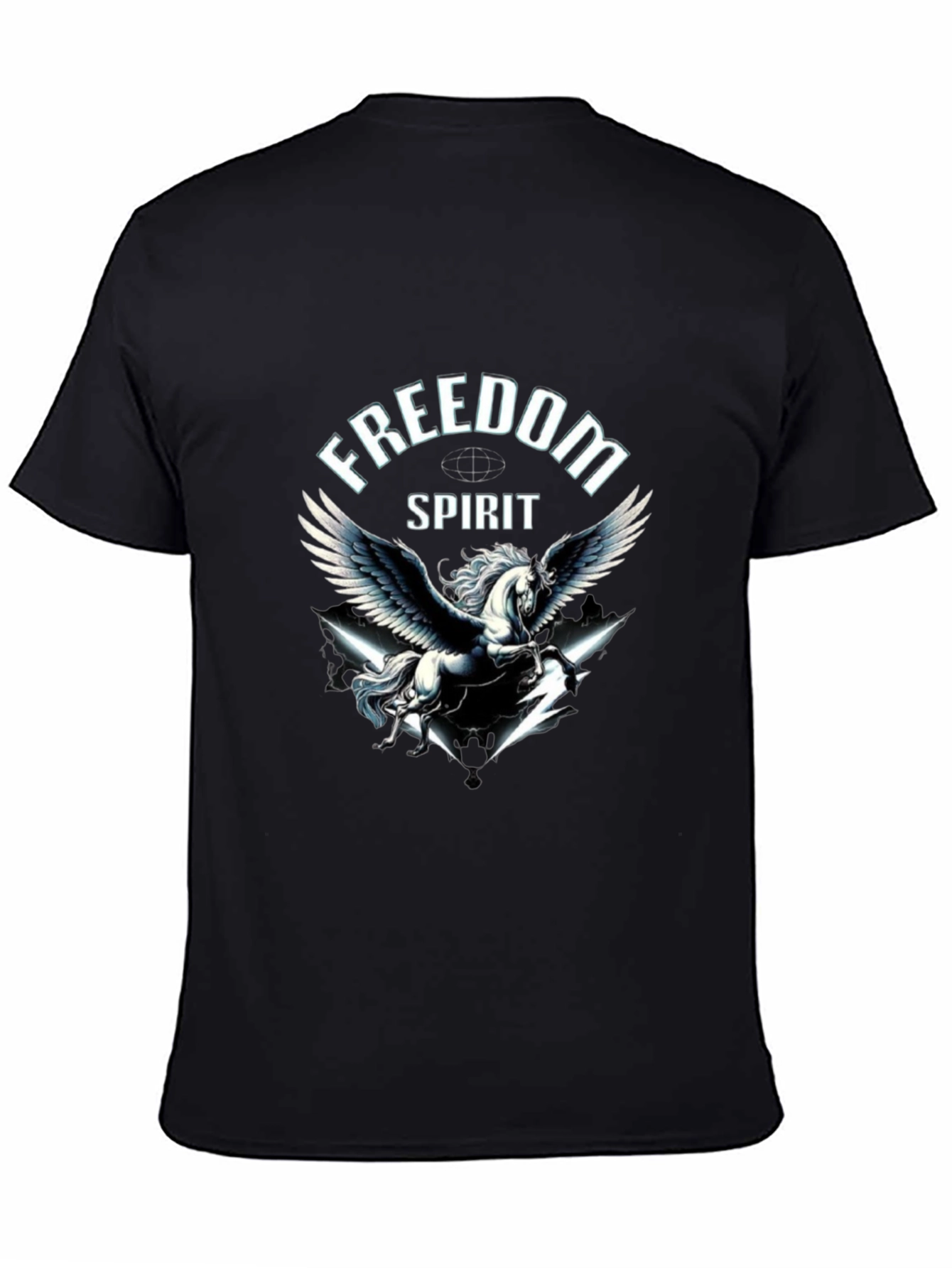 Freedom Spirit Pegasus Graphic Black T-Shirt