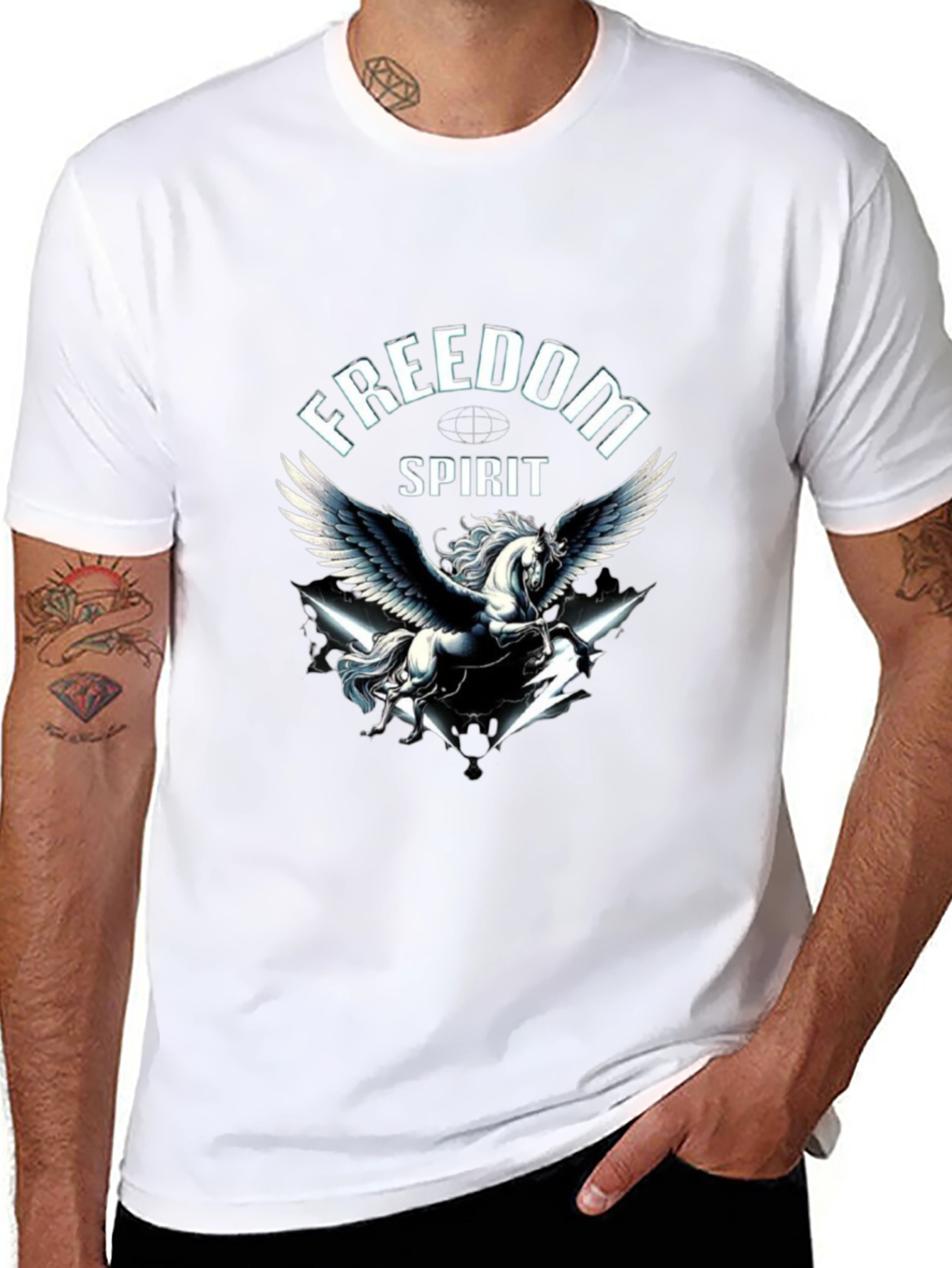 Freedom Spirit Pegasus Graphic Black T-Shirt