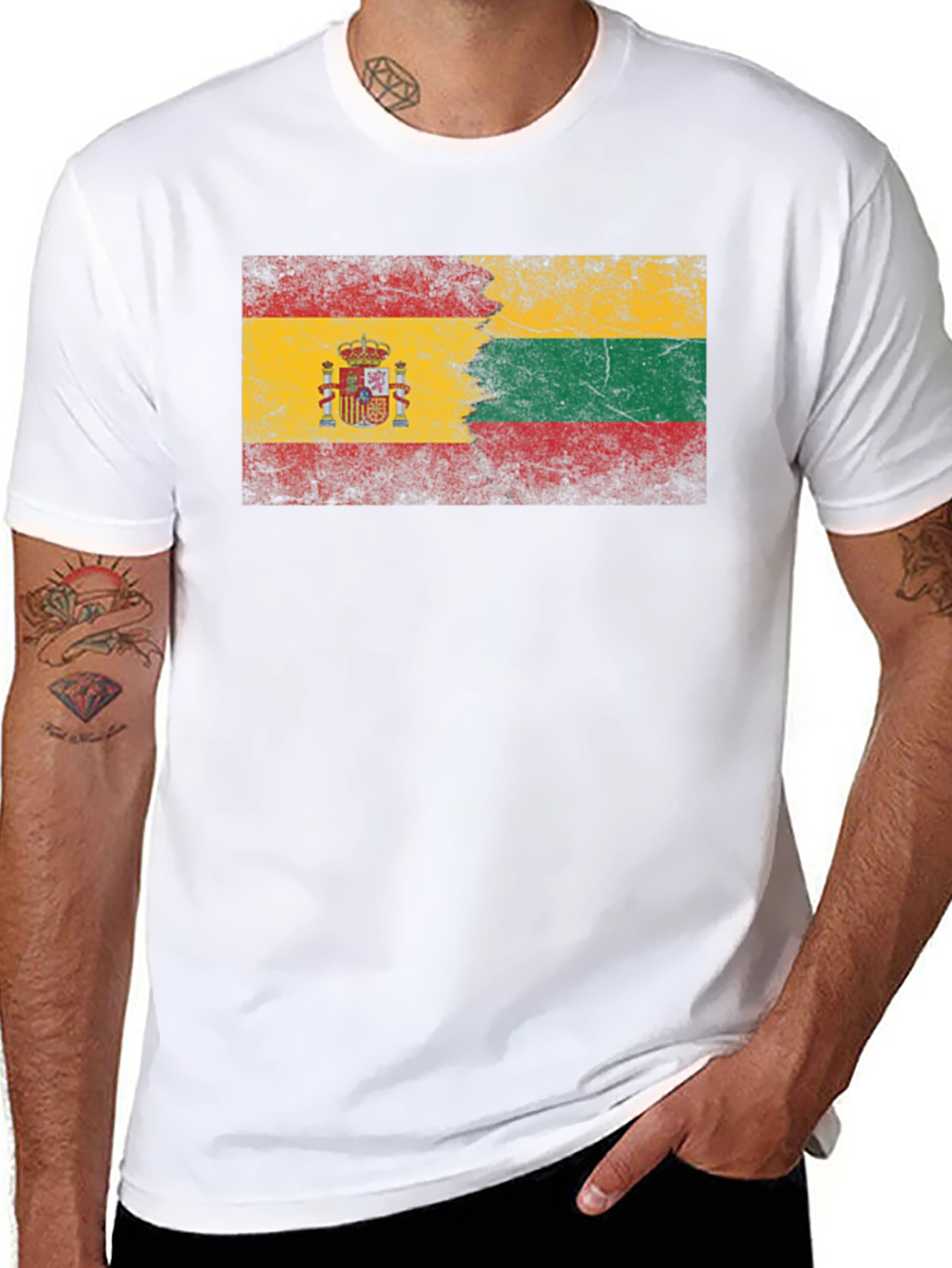Spain Lithuania Flag Graphic T-Shirt