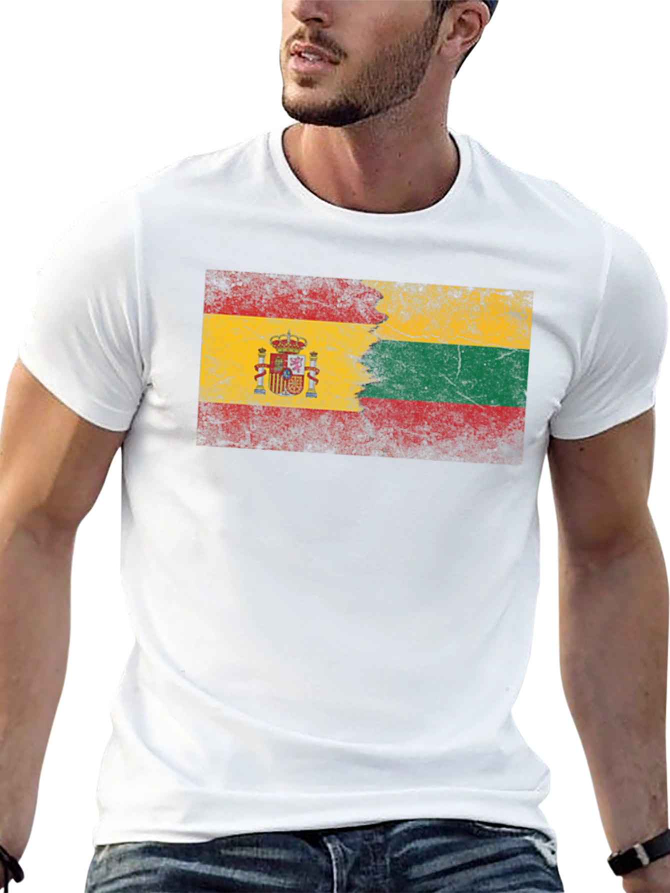 Spain Lithuania Flag Graphic T-Shirt