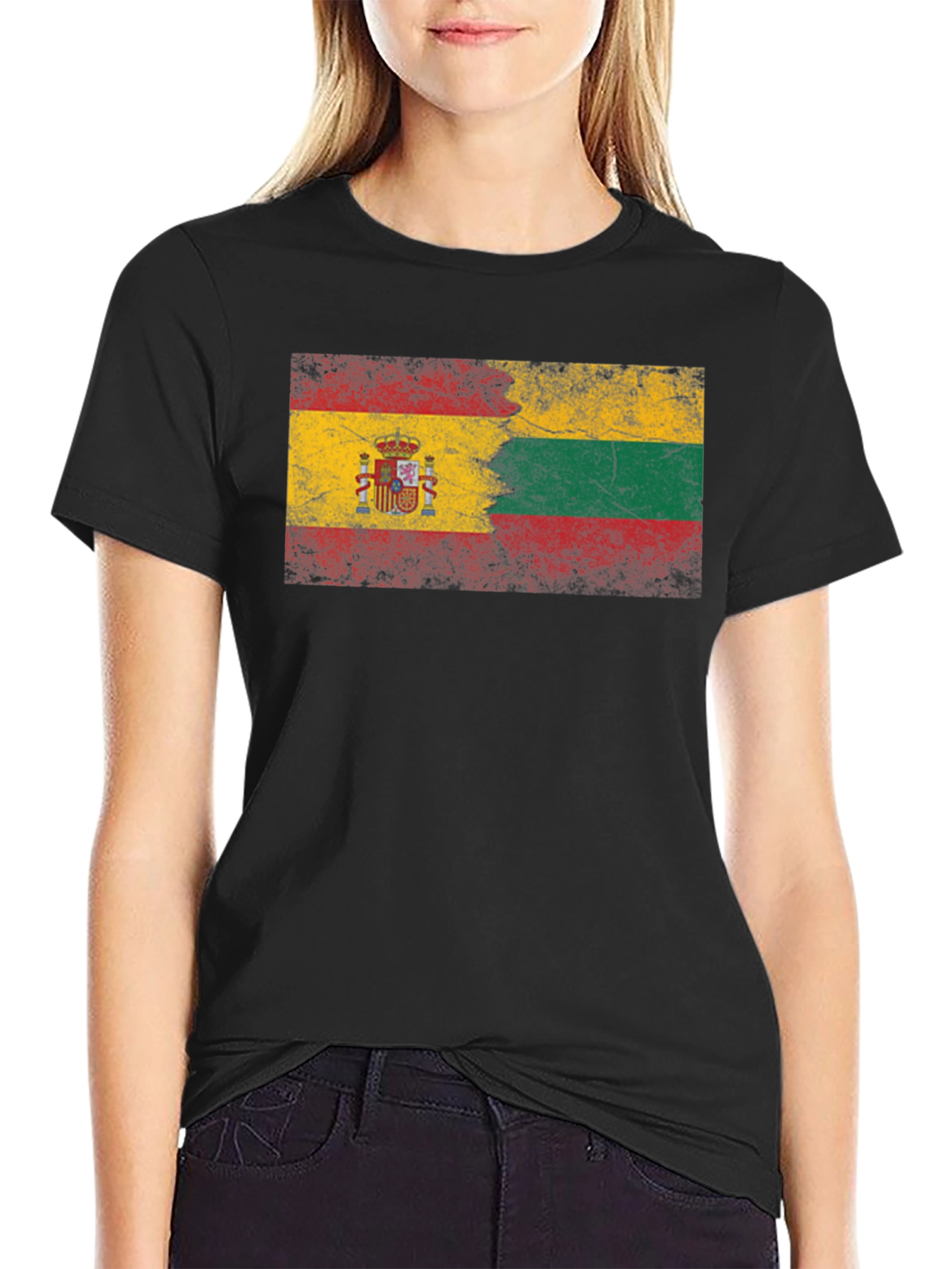 Spain Lithuania Flag Graphic T-Shirt