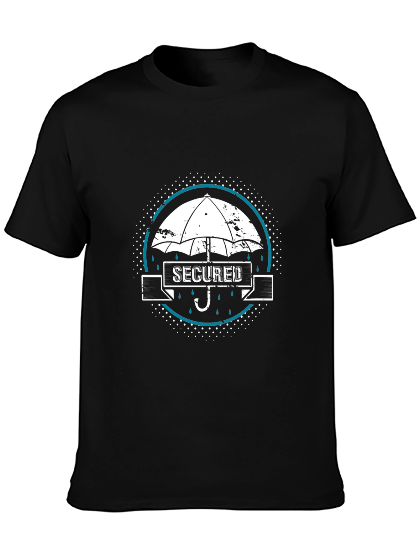 Secured Umbrella Graphic Black T-Shirt