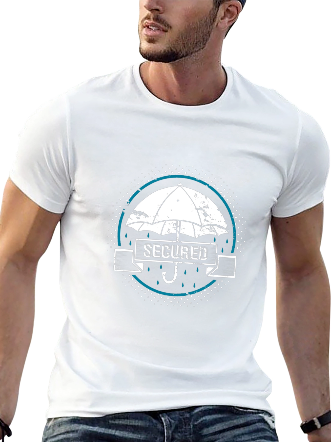Secured Umbrella Graphic Black T-Shirt