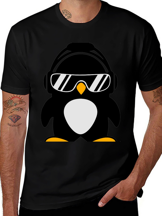 Cool Penguin Graphic Tee - Black