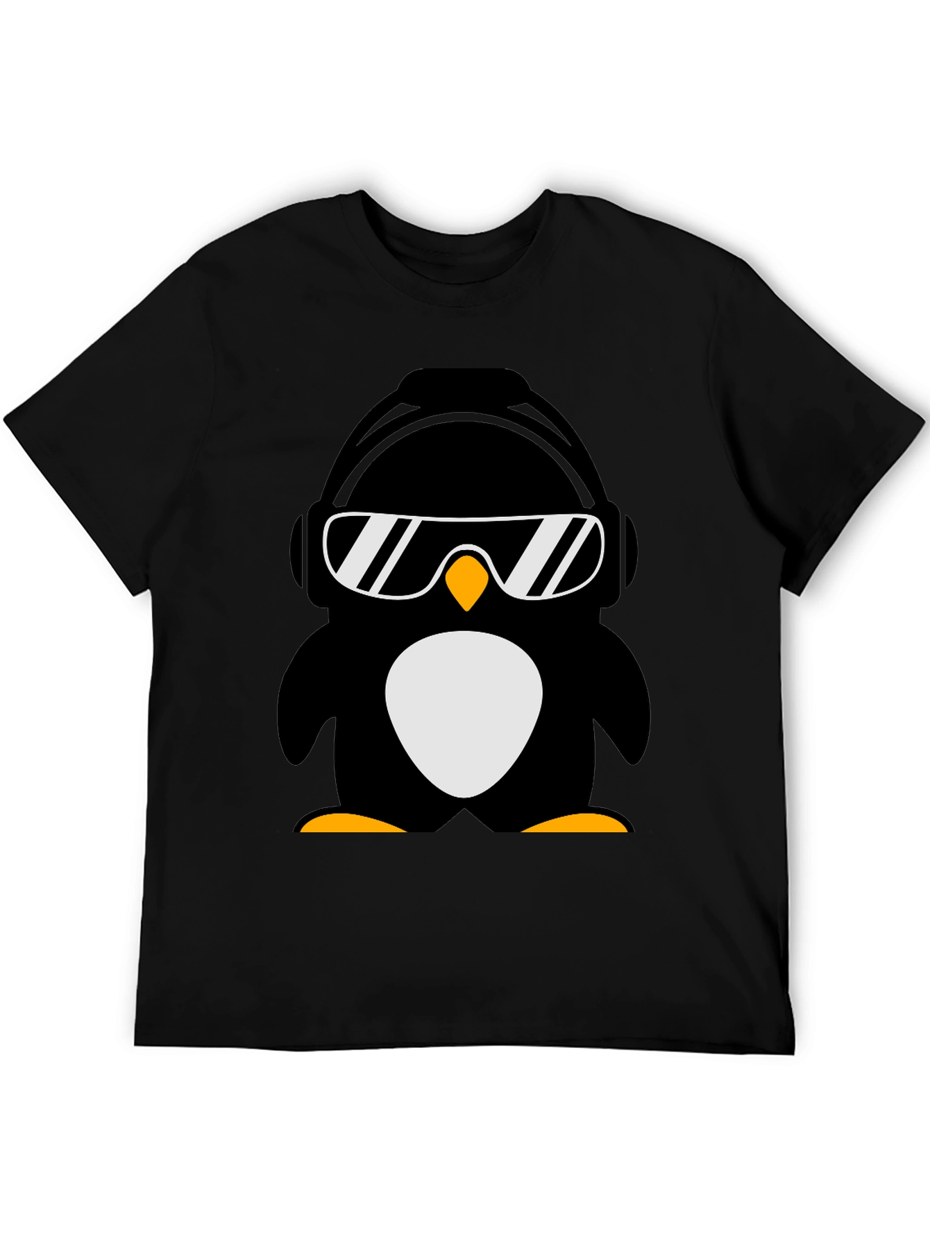 Cool Penguin Graphic Tee - Black