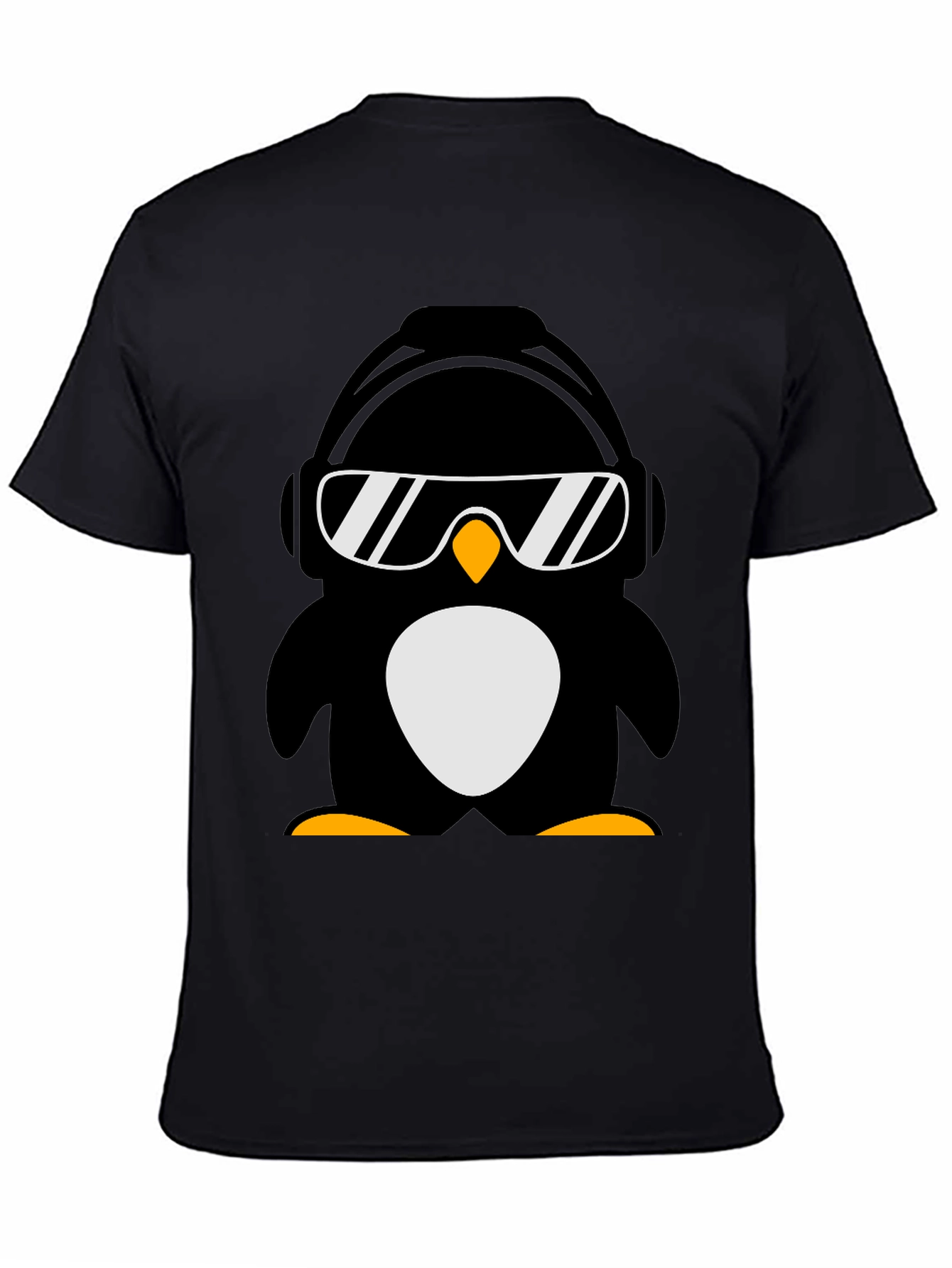 Cool Penguin Graphic Tee - Black