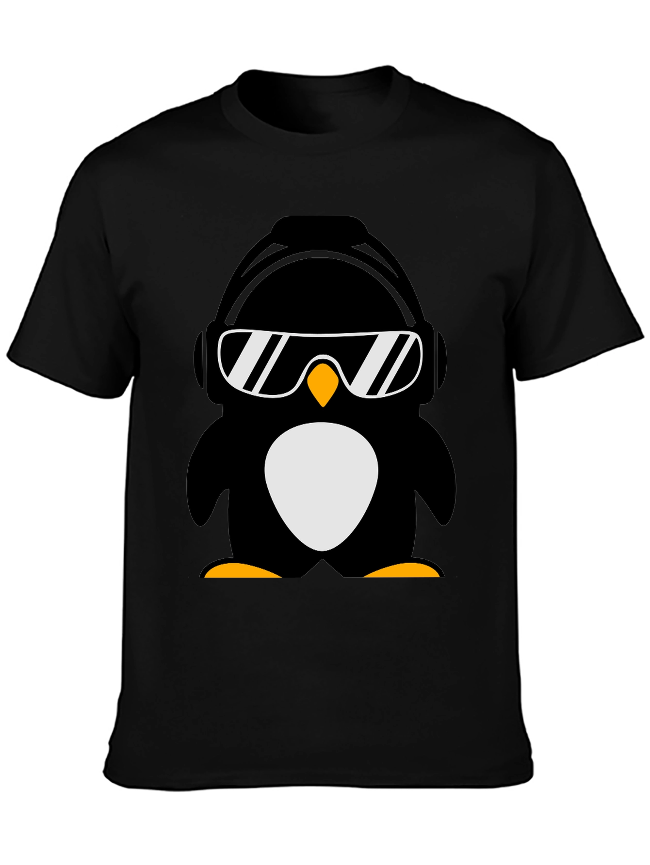 Cool Penguin Graphic Tee - Black