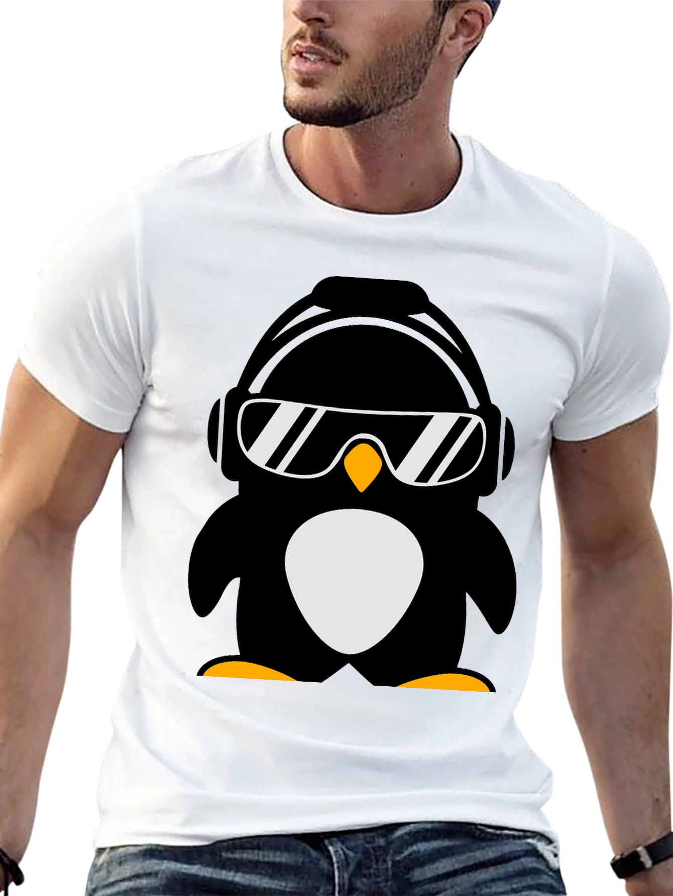 Cool Penguin Graphic Tee - Black