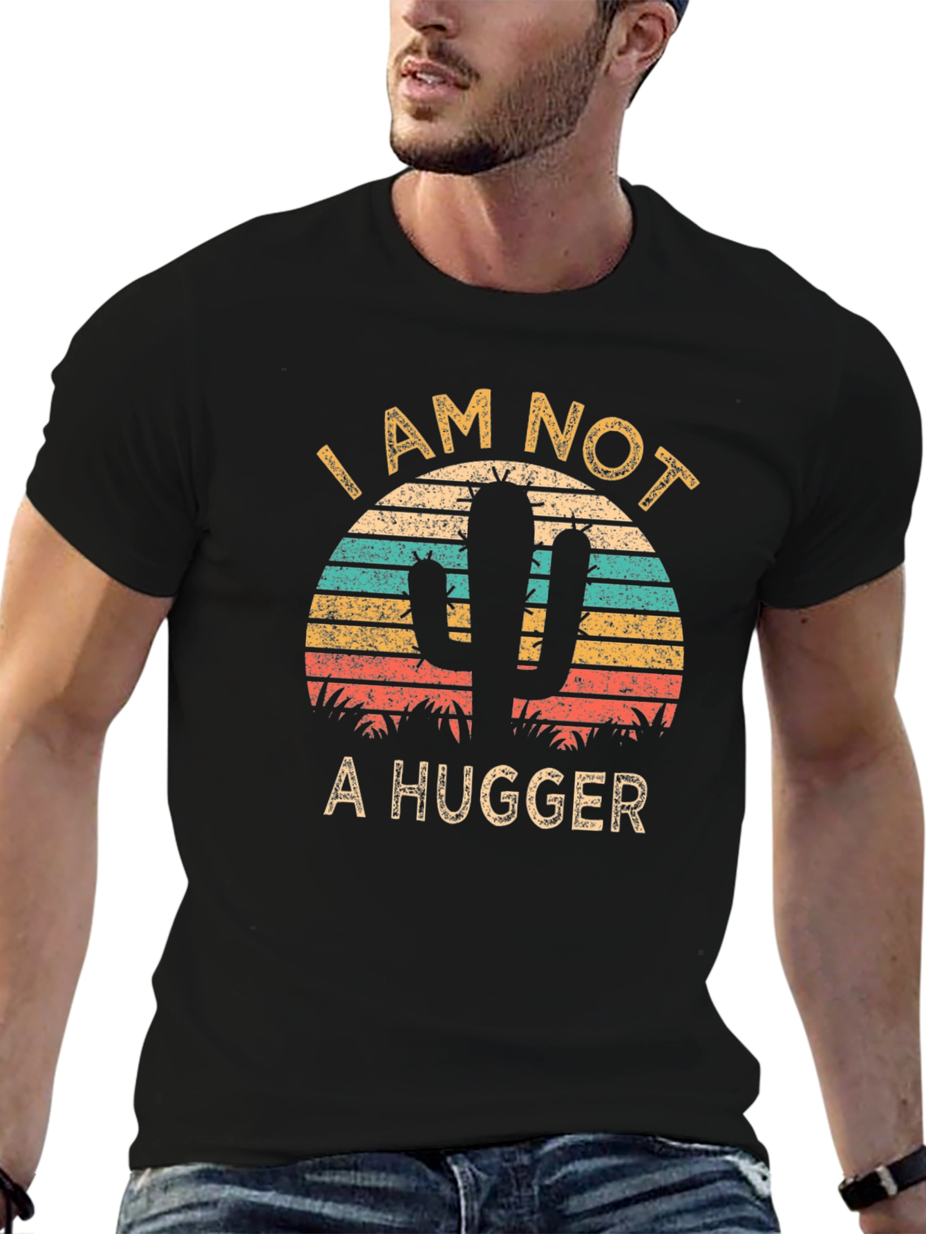 I am Not a Hugger Cactus Graphic T-Shirt