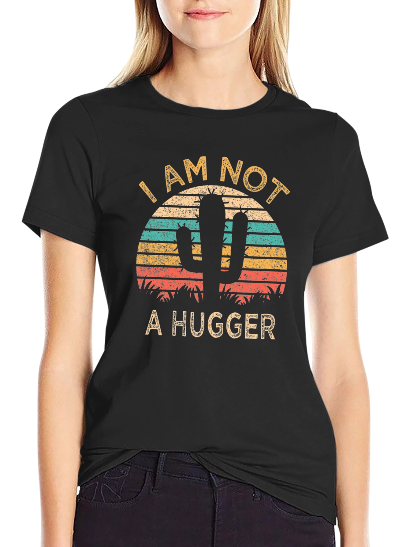 I am Not a Hugger Cactus Graphic T-Shirt
